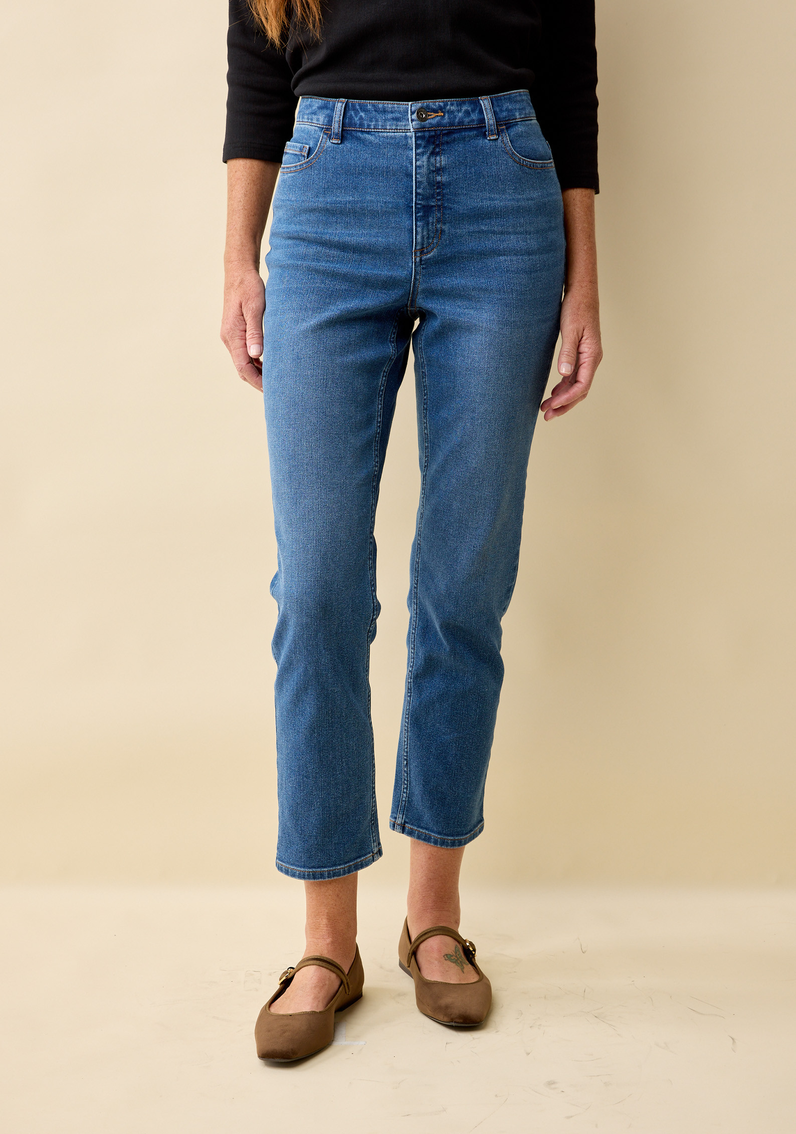 High Rise Straight Leg Jean Half Body