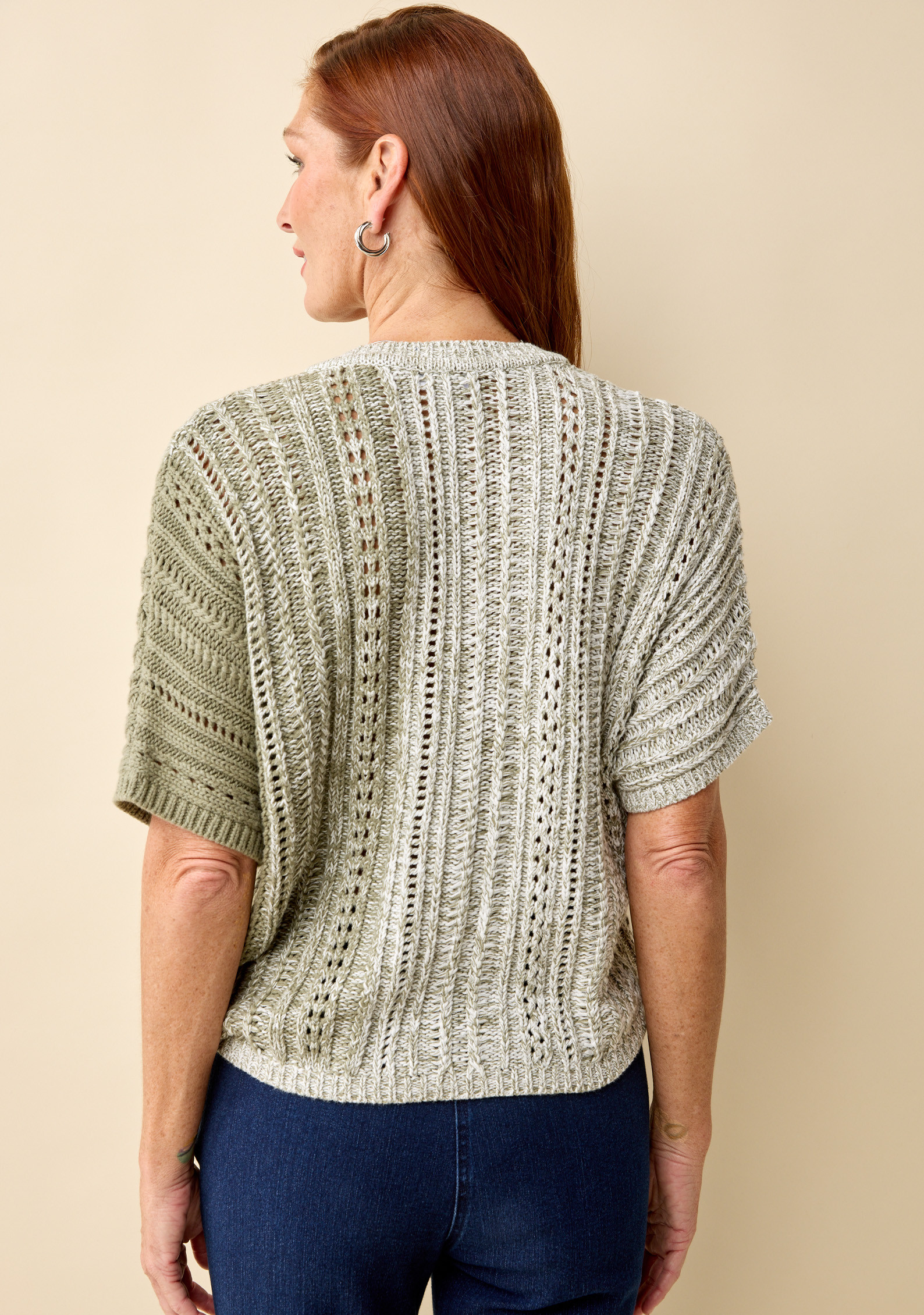 Textured Knit V-Neck Top Back View