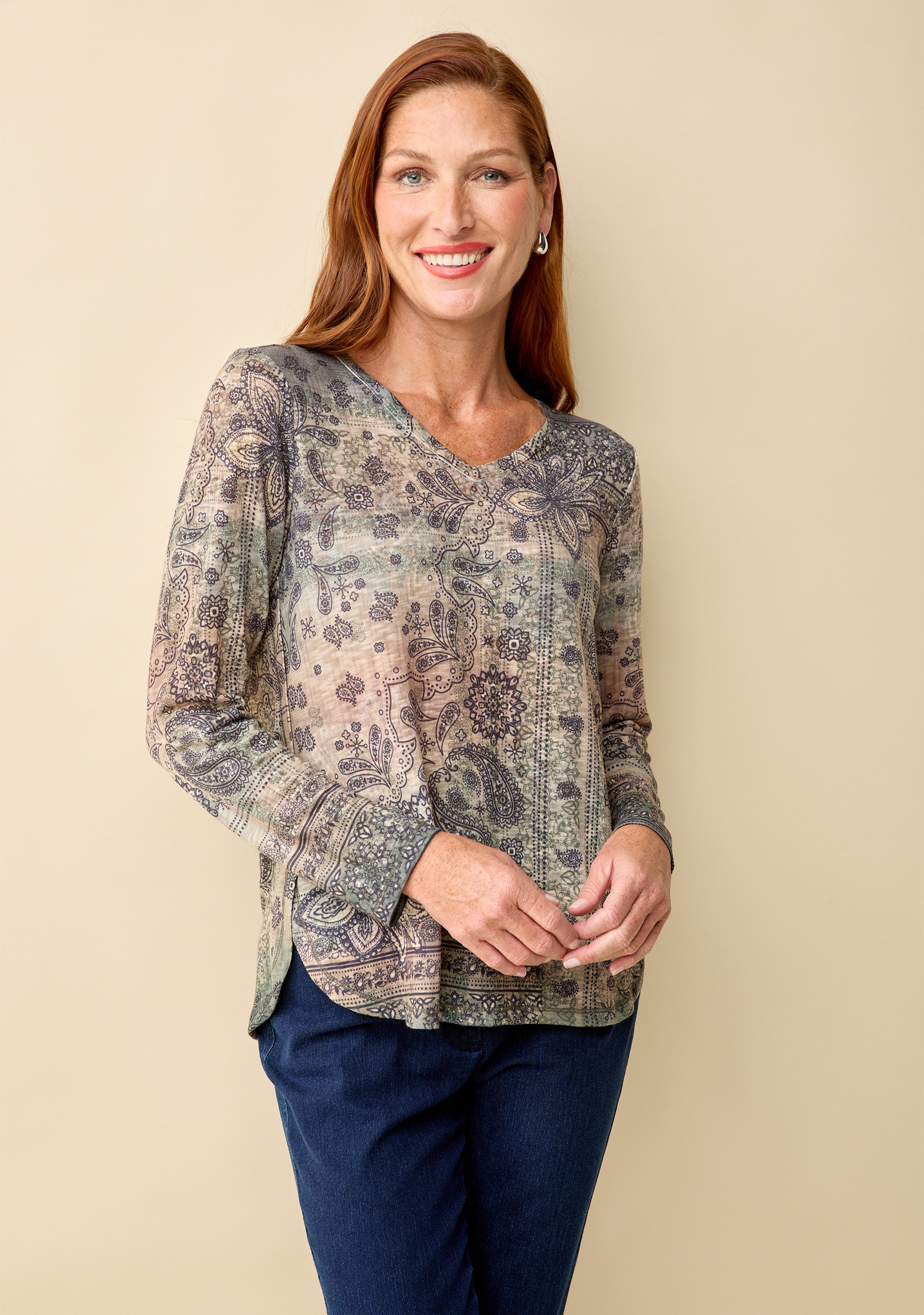 V-Neck Printed Top