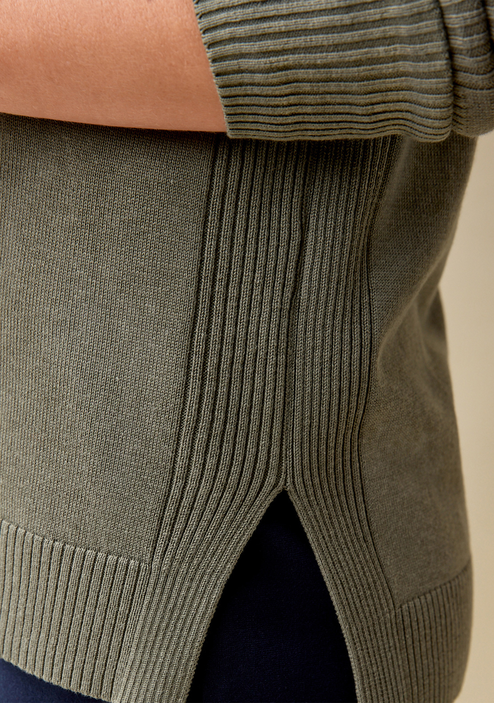 High-Low V-Neck Sweater Close Up
