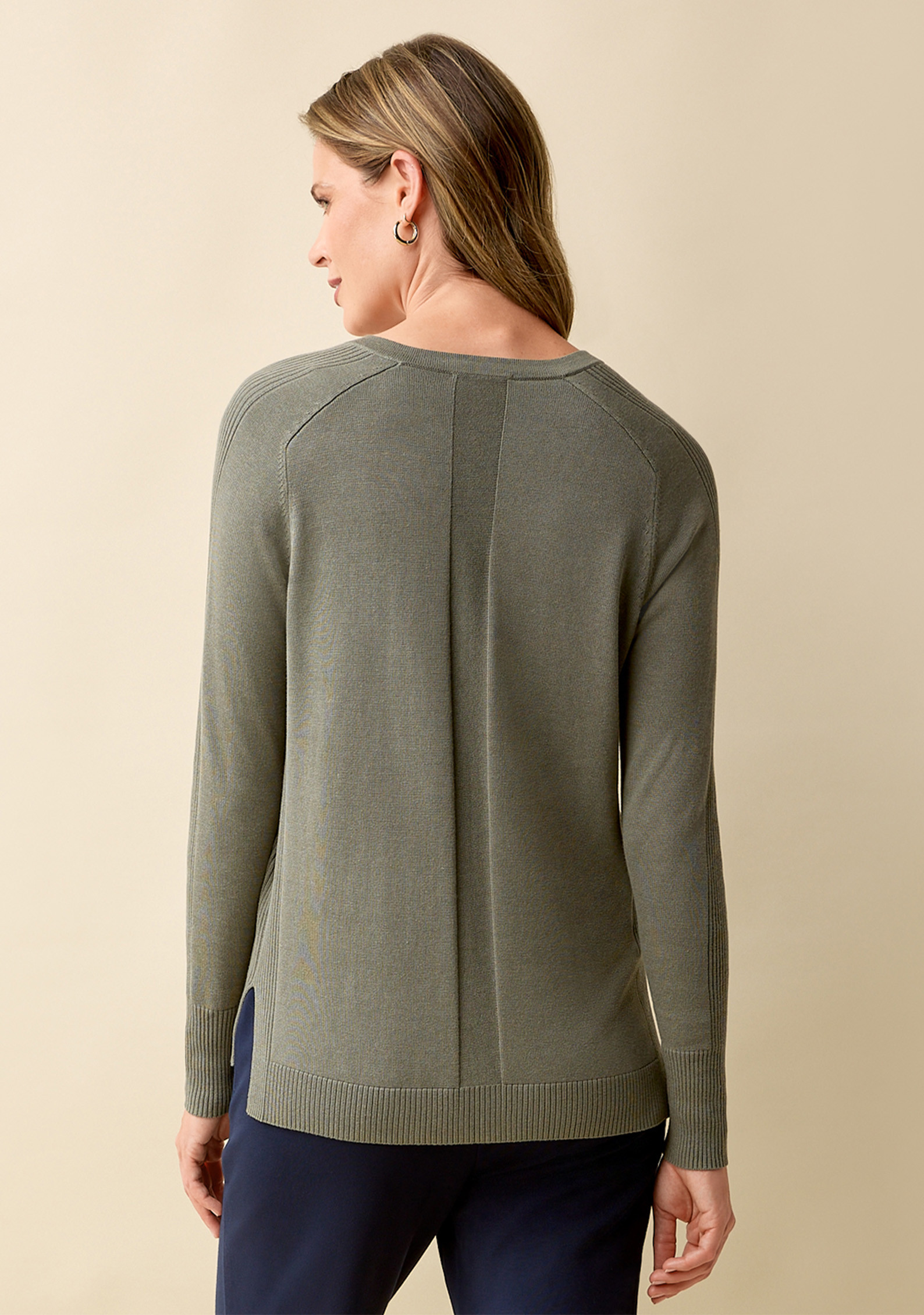 High-Low V-Neck Sweater Back View
