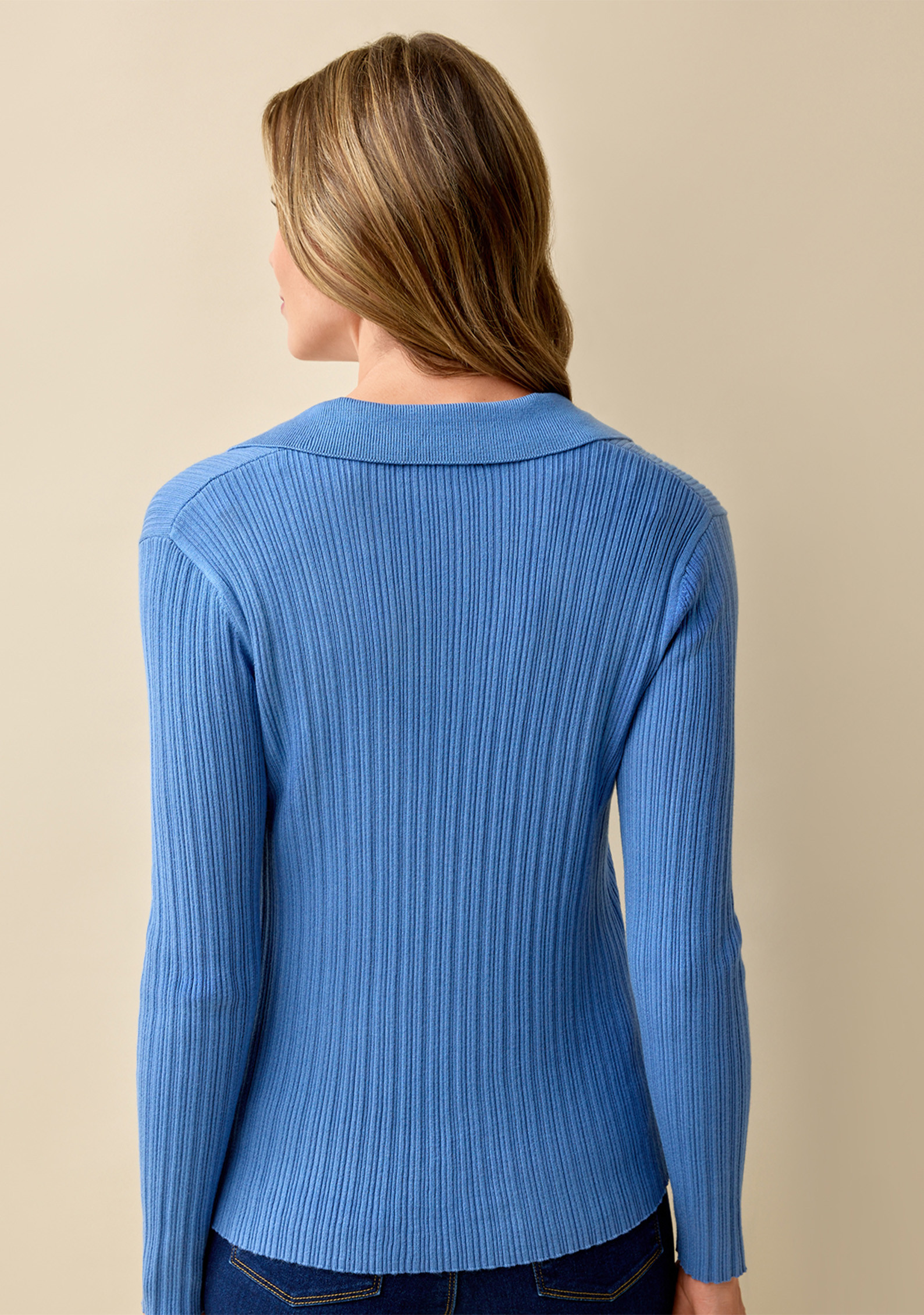 Johnny Collar Ribbed Sweater Back View