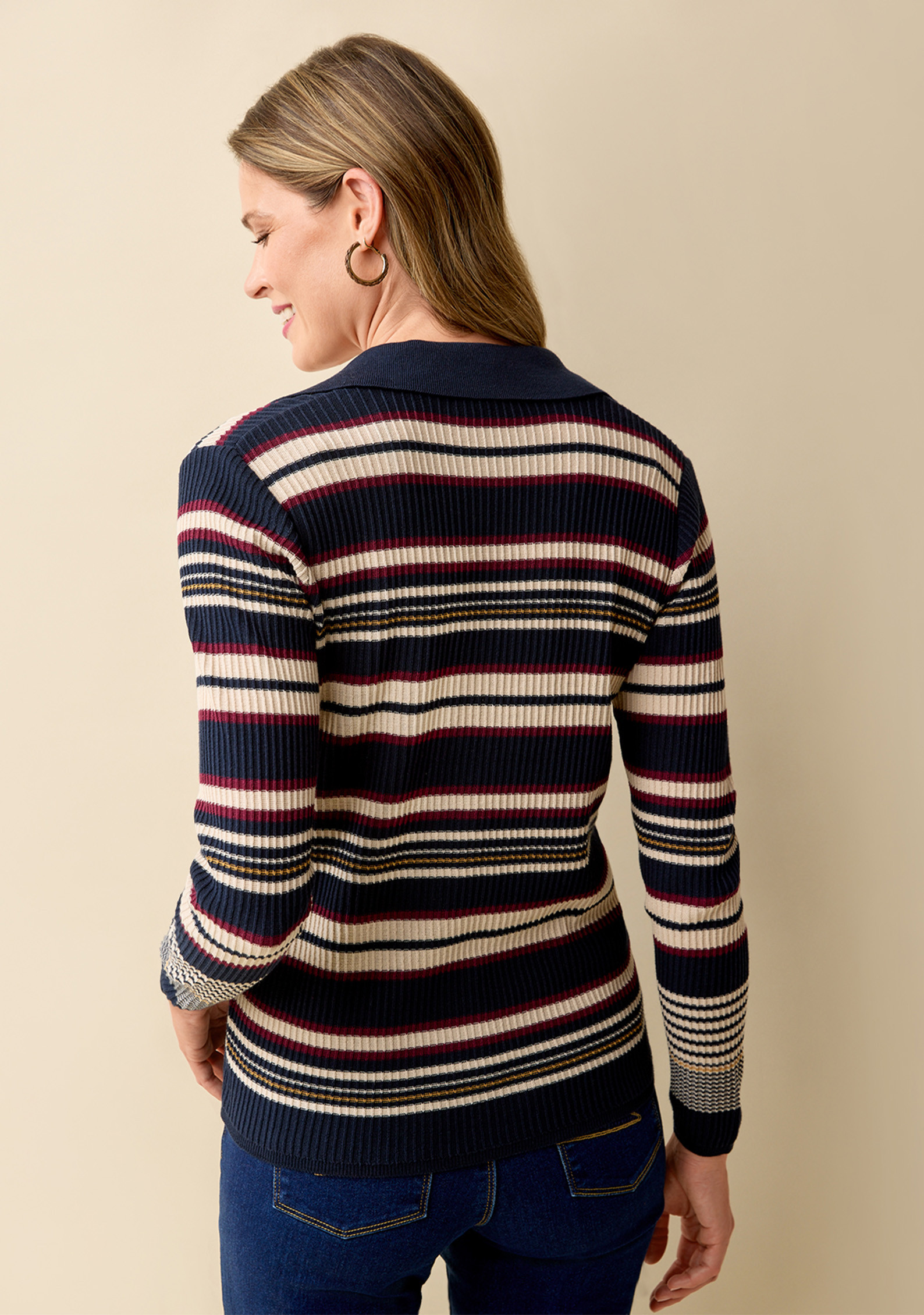 Johnny Collar Knit Sweater Back View