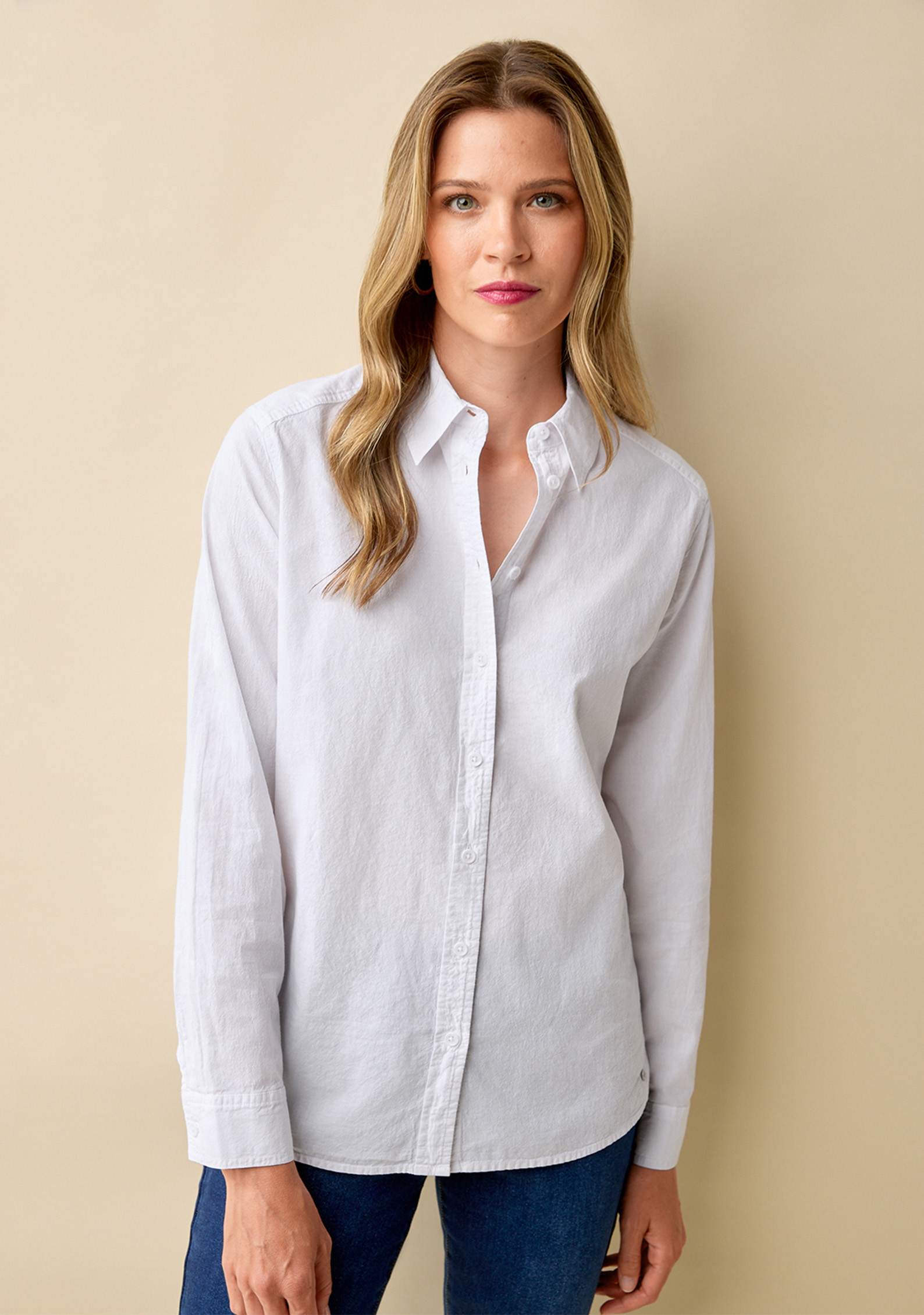Long Sleeve Button Down Shirt Half Body