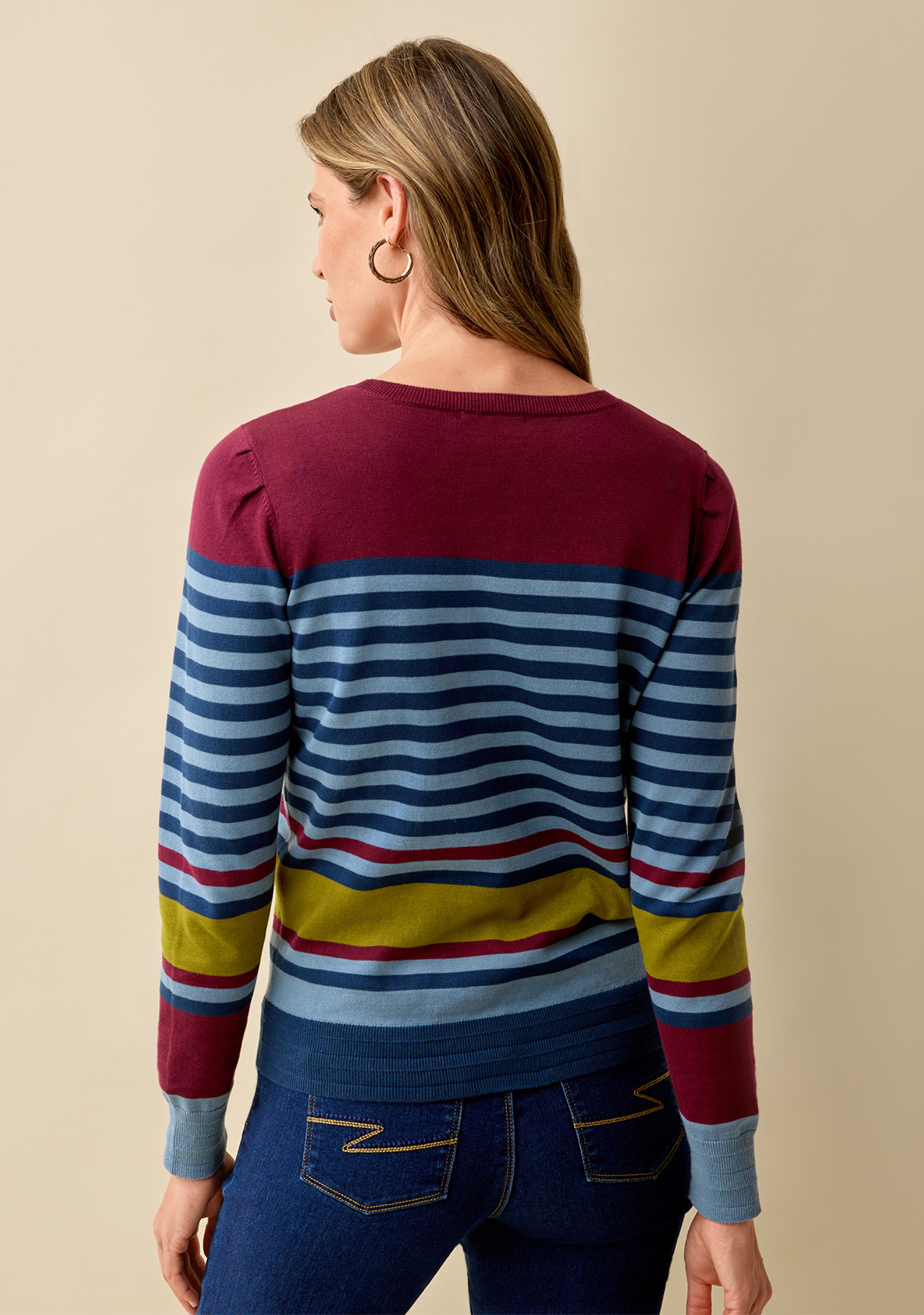 Organic Cotton Striped Sweater  Back View