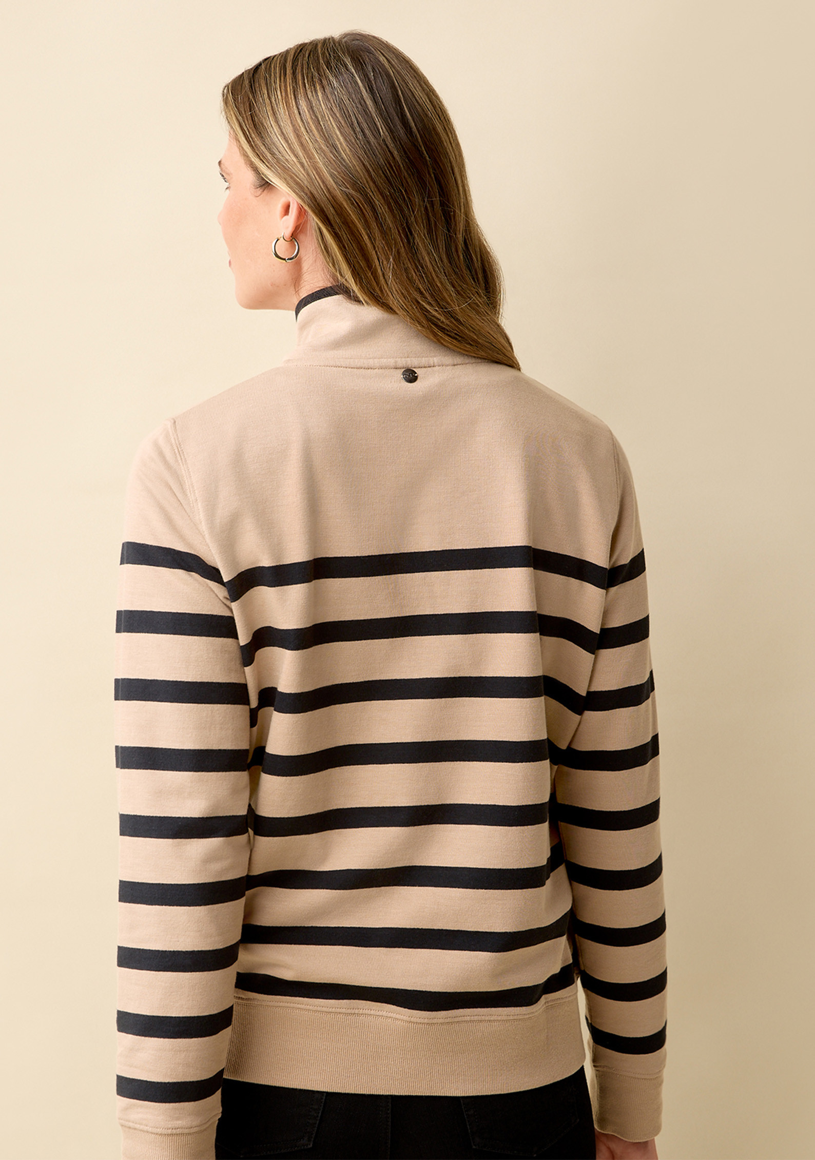 Striped Quarter Zip Sweatshirt Back View