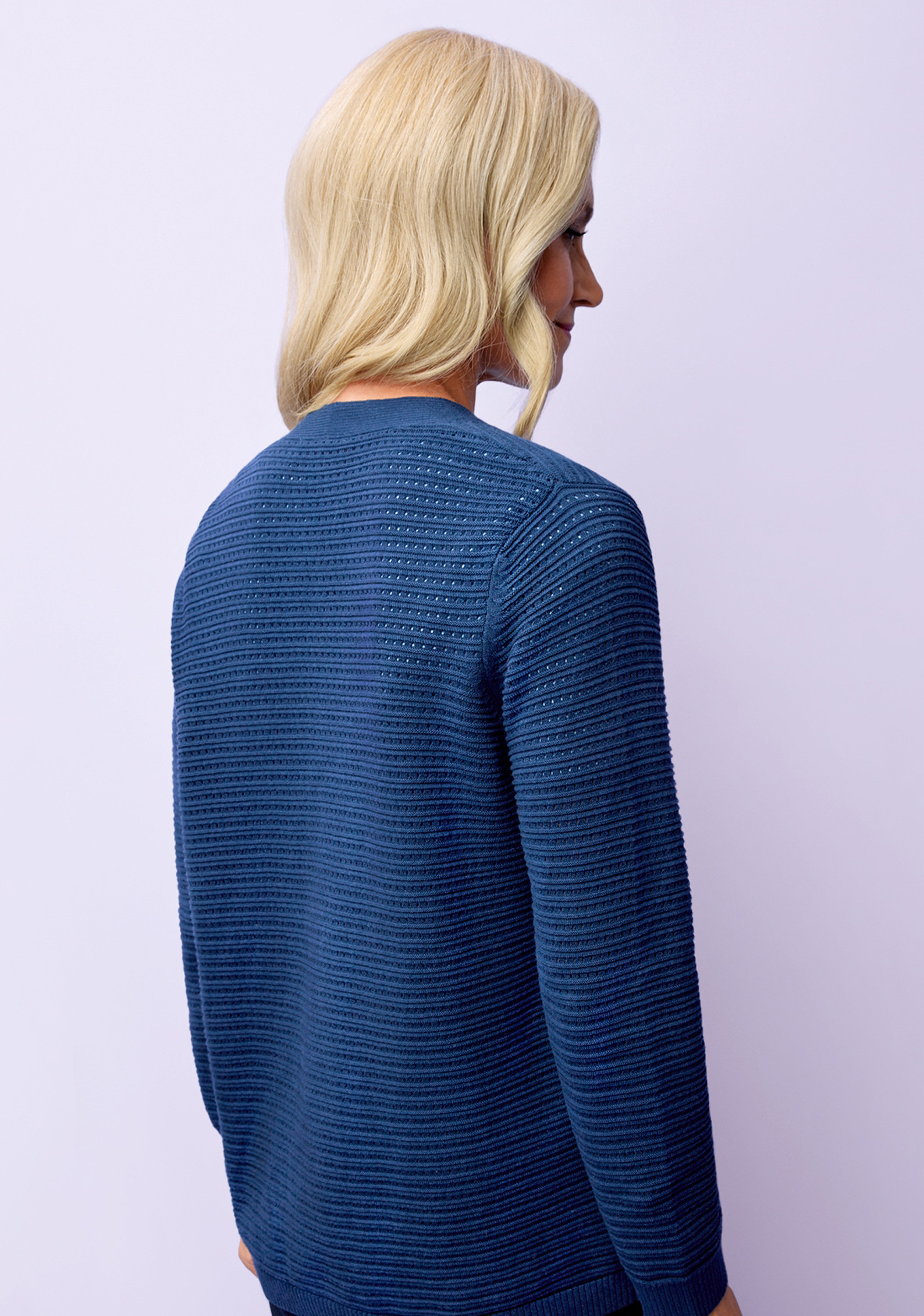 Textured Cotton Cardigan Back View