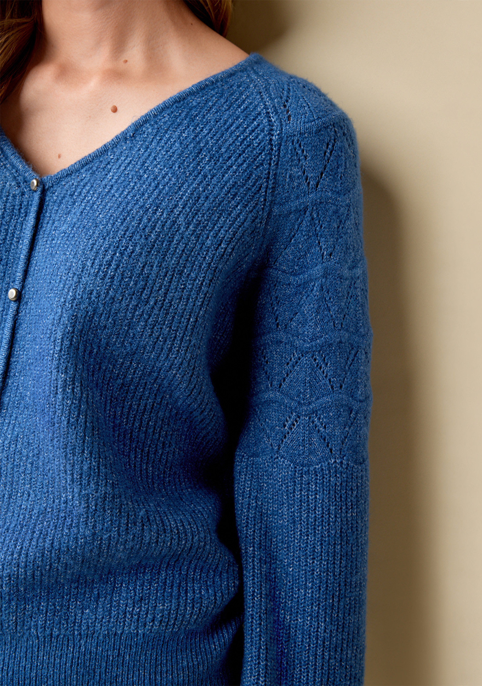 Textured V-Neck Sweater Close Up