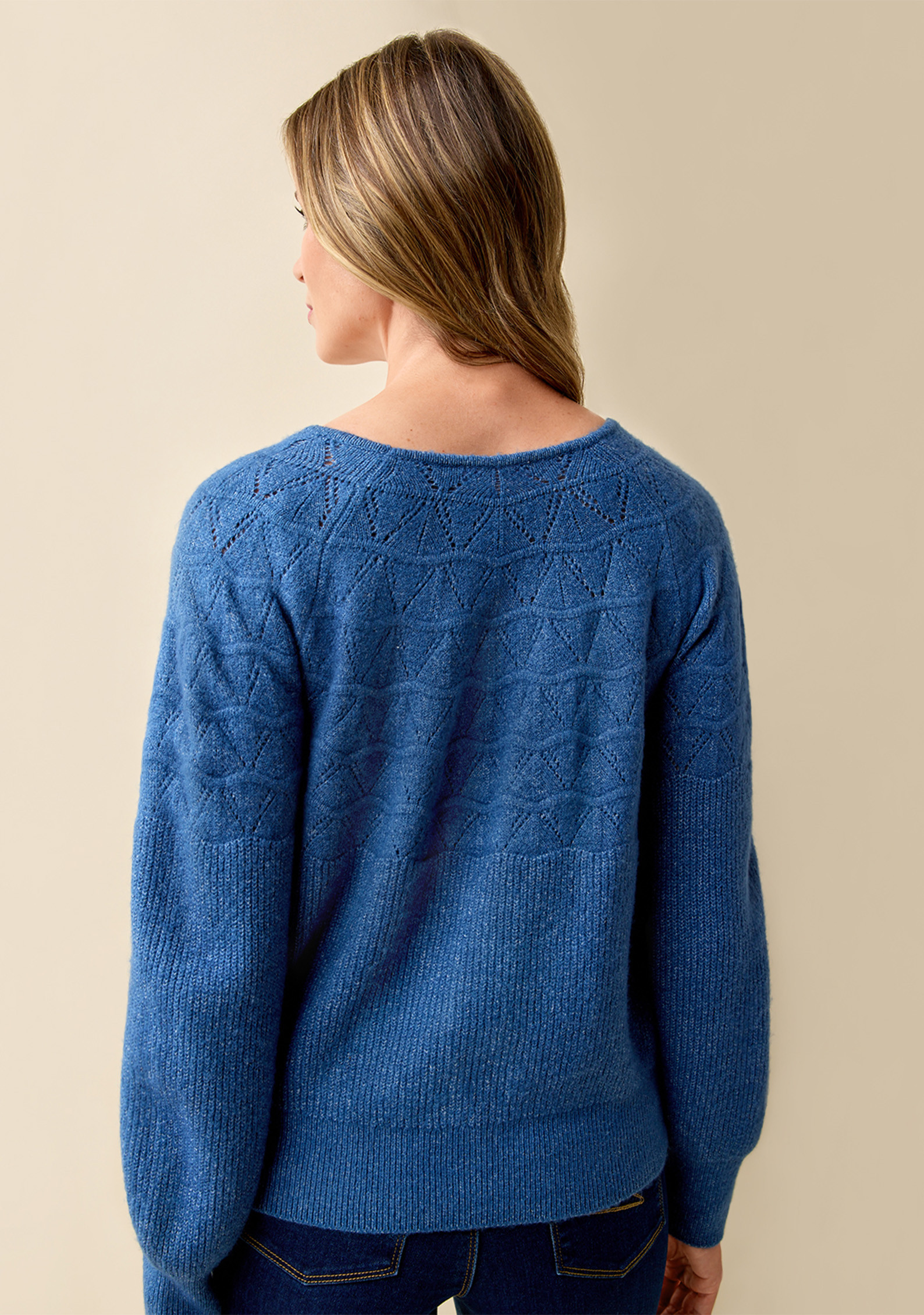 Textured V-Neck Sweater Back View