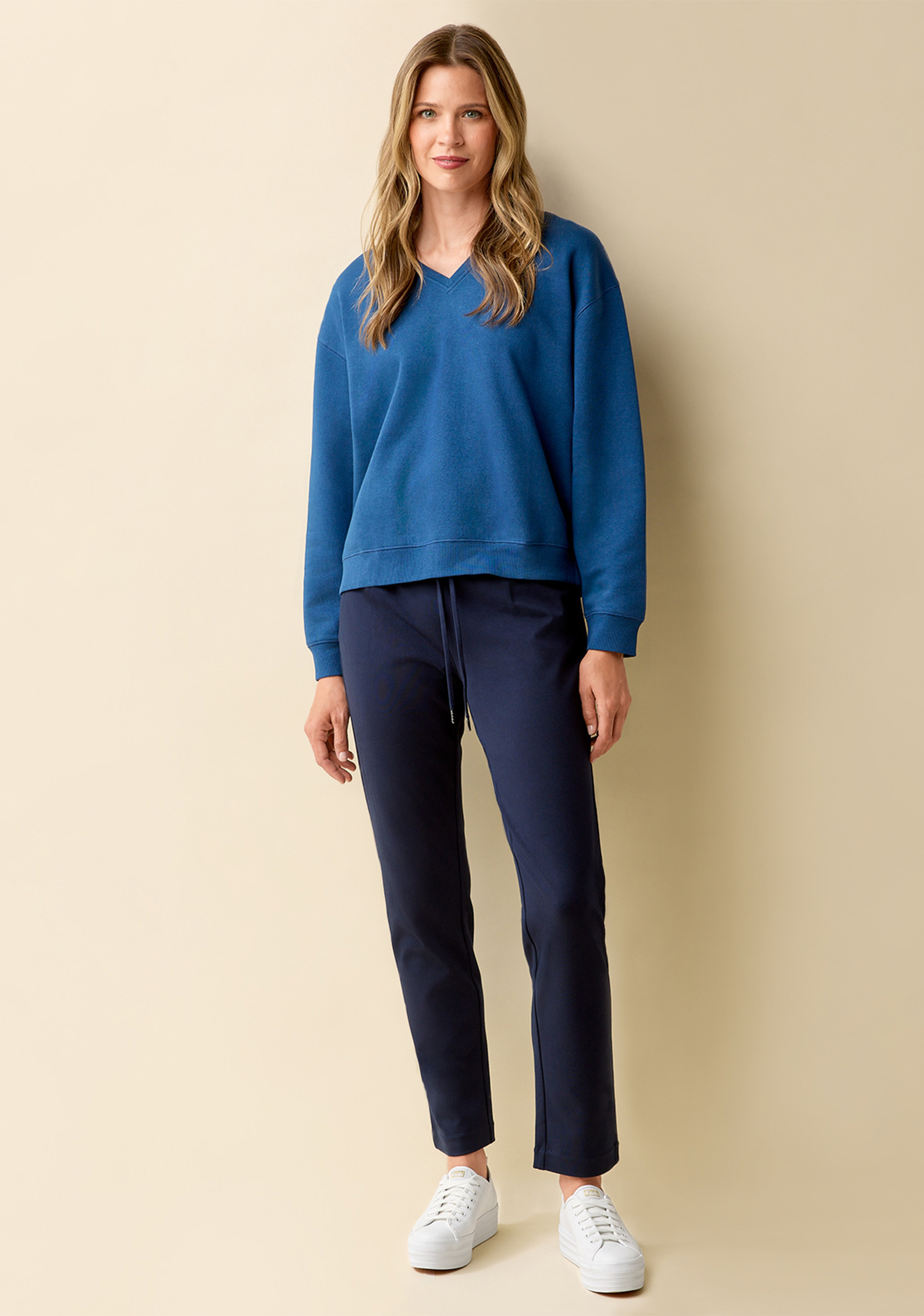 V-Neck Long Sleeve Sweater Untucked