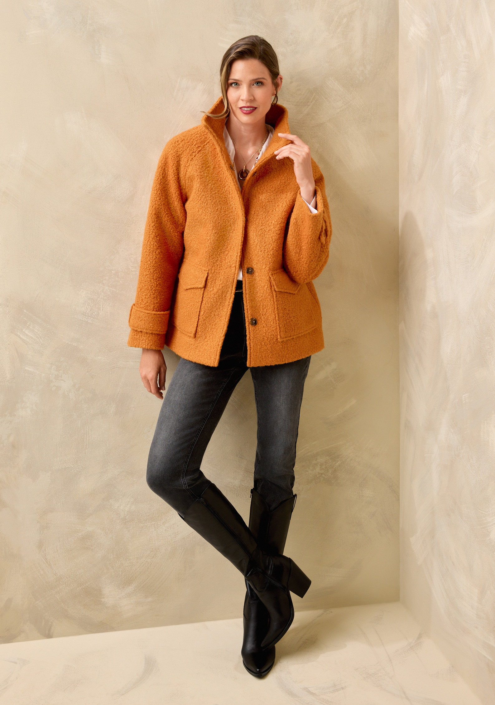 Button Up Boucle Jacket