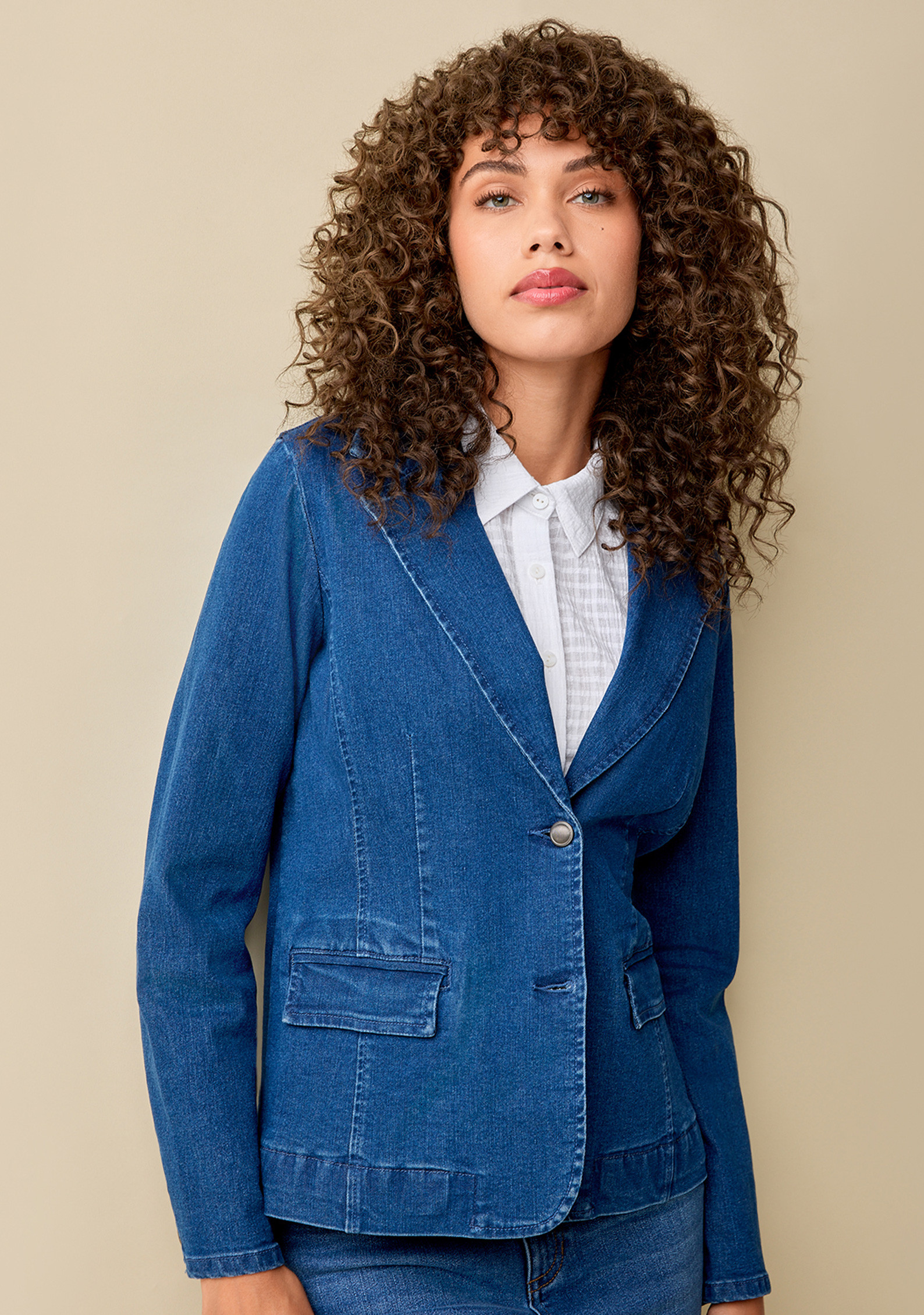Denim Blazer Buttoned Up