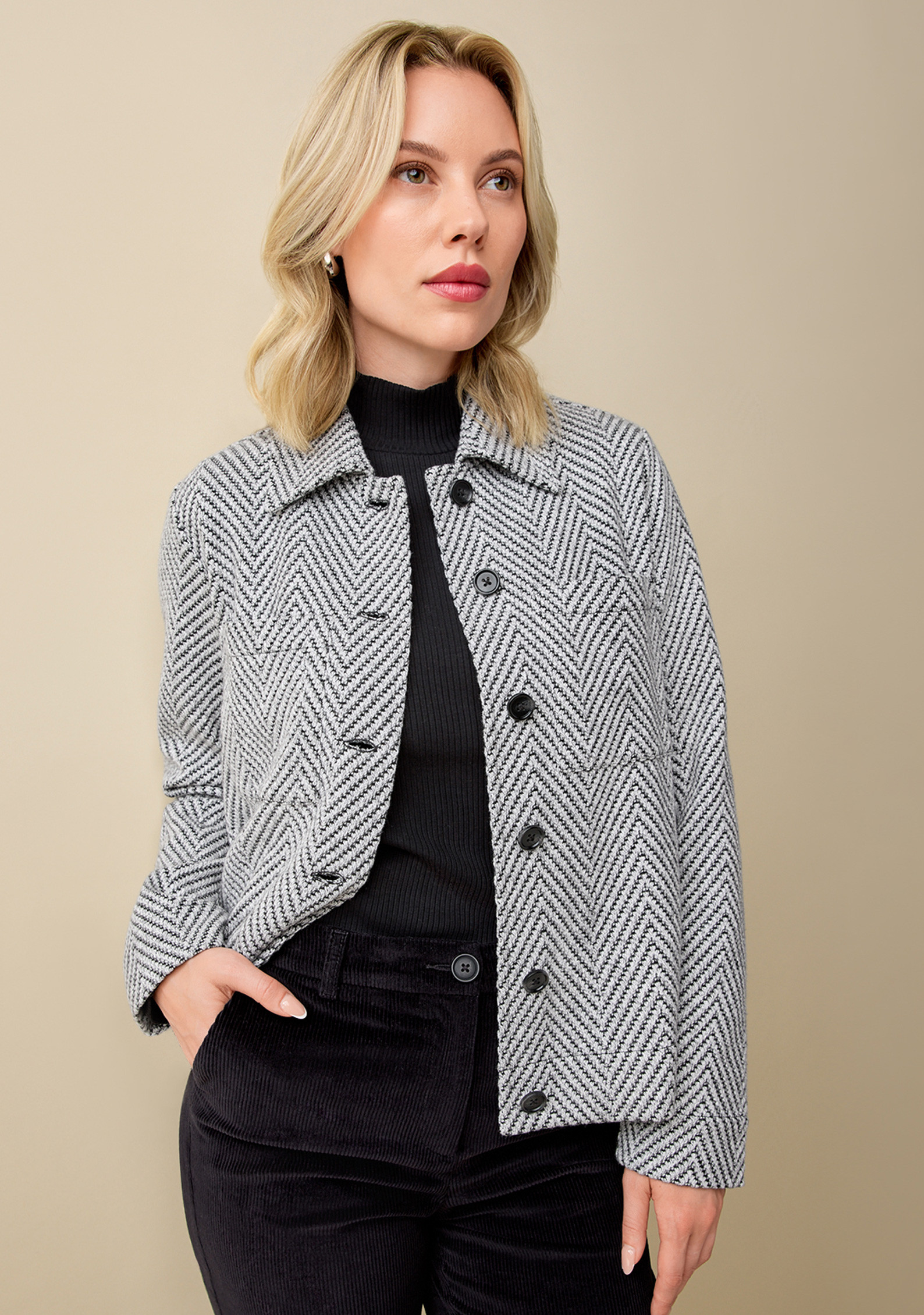Herringbone Collared Jacket