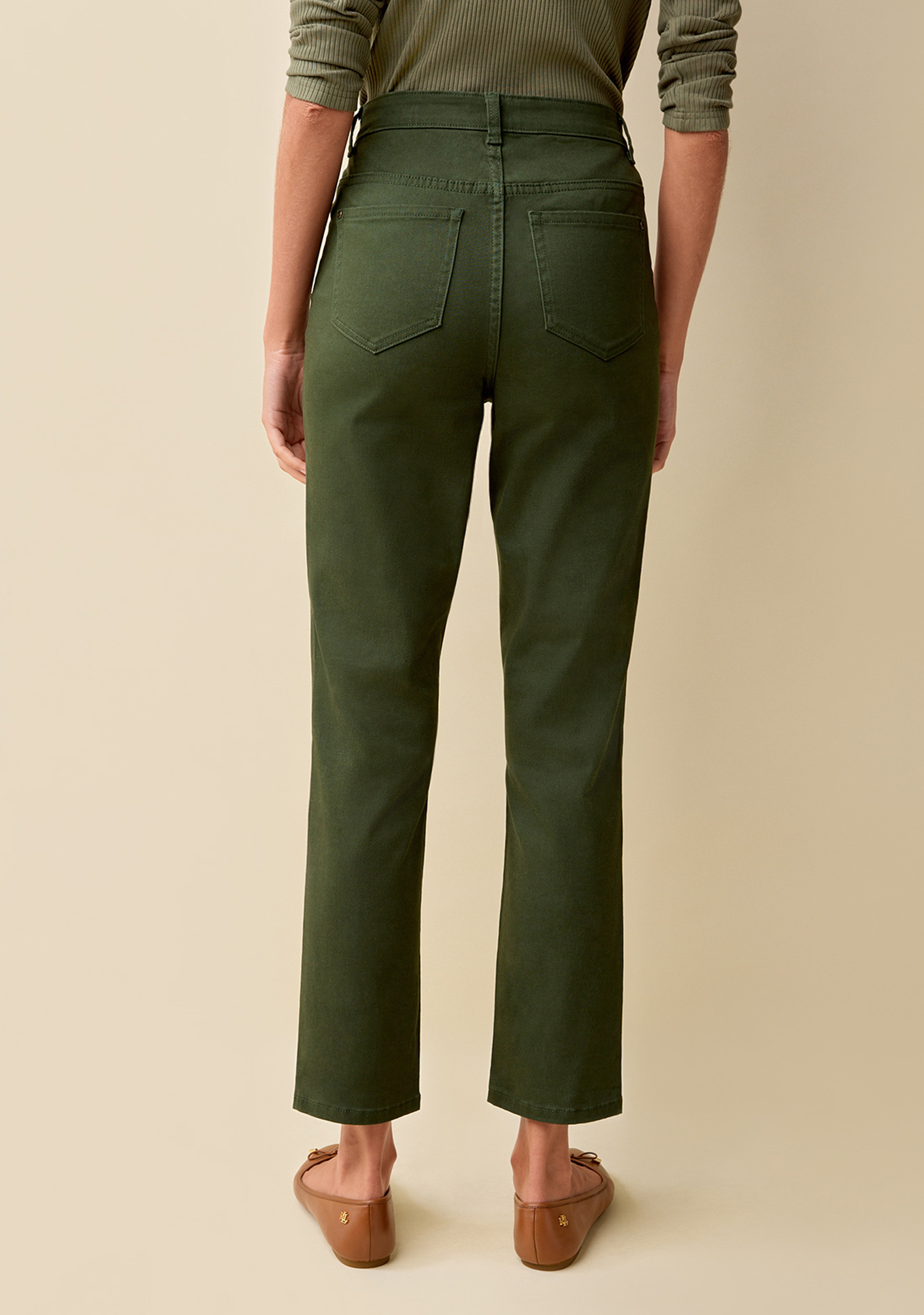 High Rise Green Jean Back View