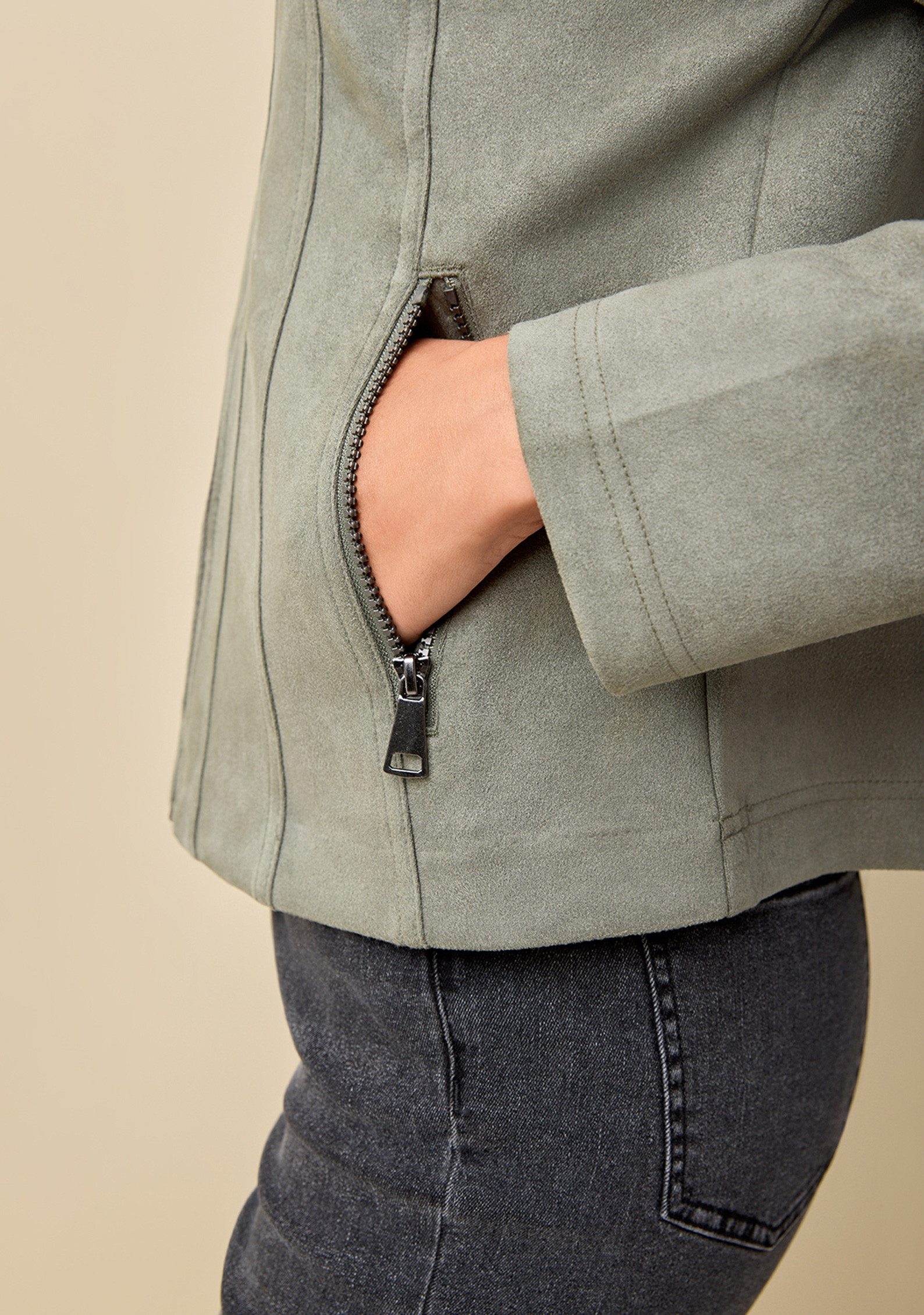 Olive Green Moto Jacket  Pocket