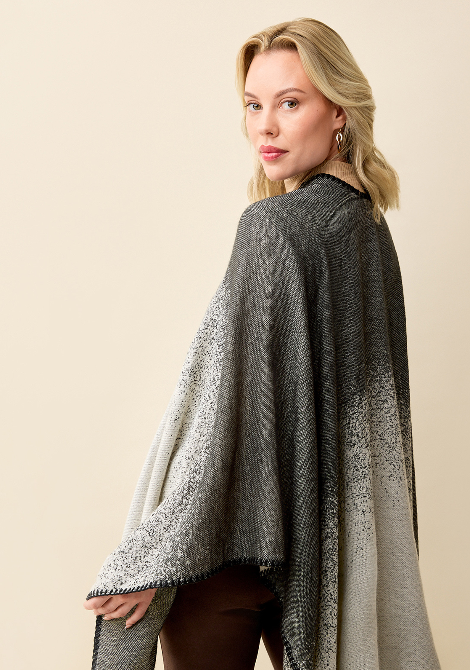 Ombre Knit Cape Back View Half Body
