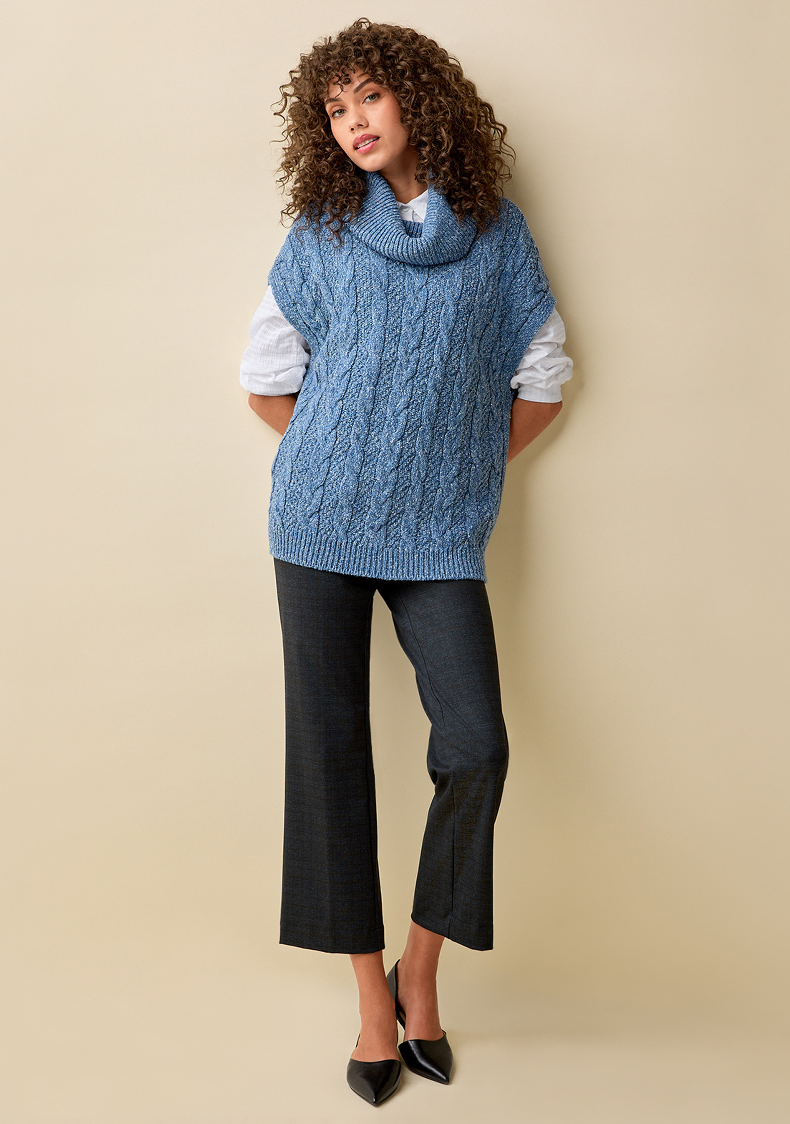 Oversized Cowl Neck Poncho Full Body