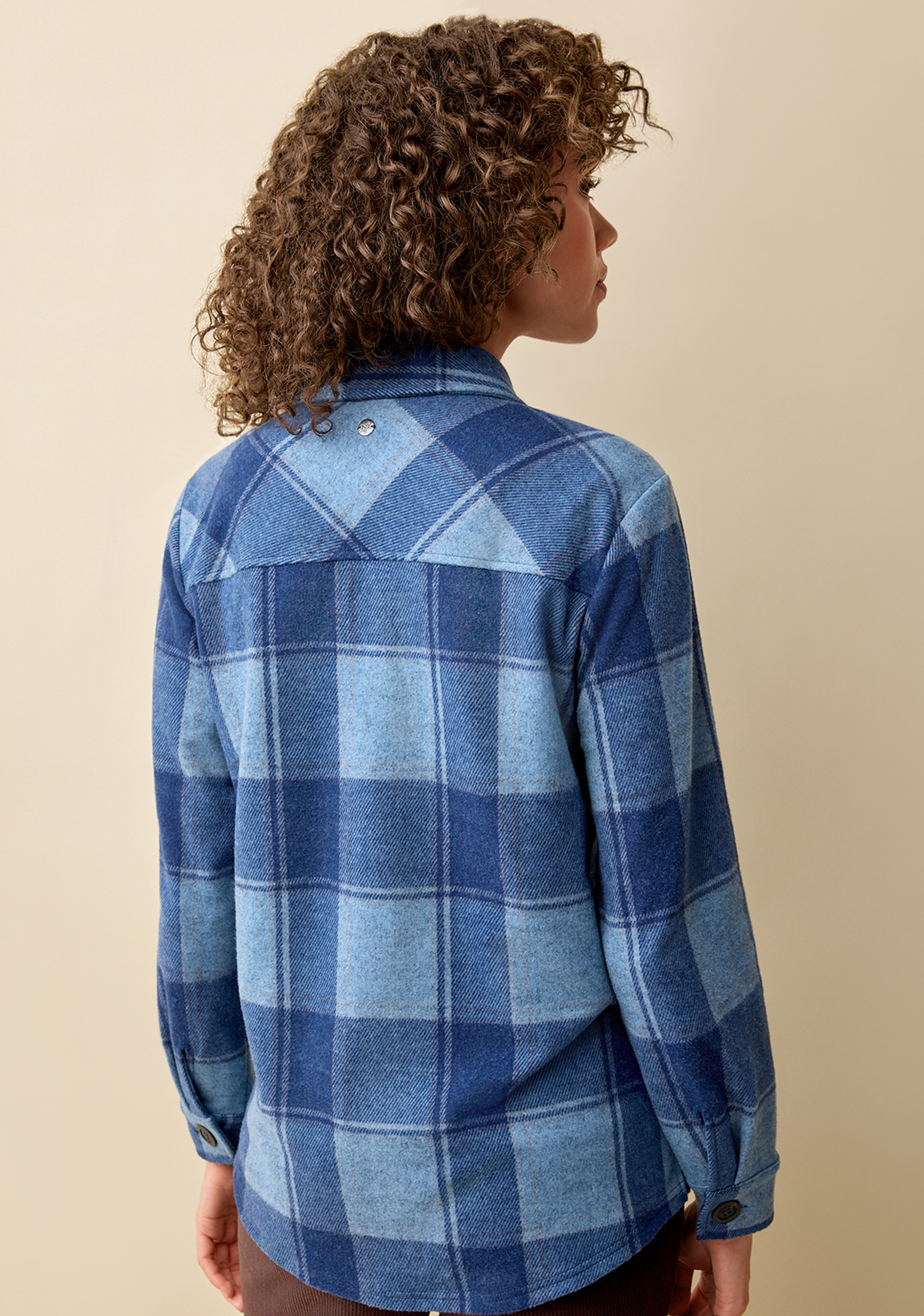 Plaid Button Light Shacket Back View