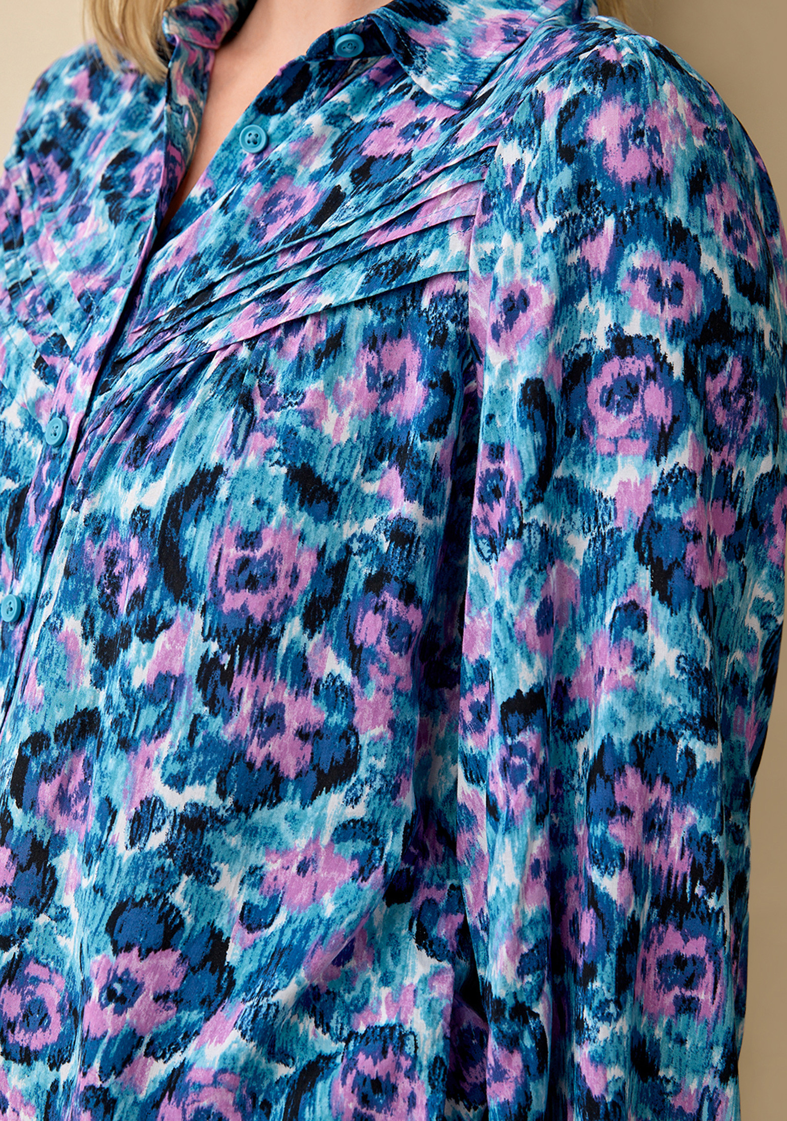 Pleated Floral Blouse Close Up Pleats