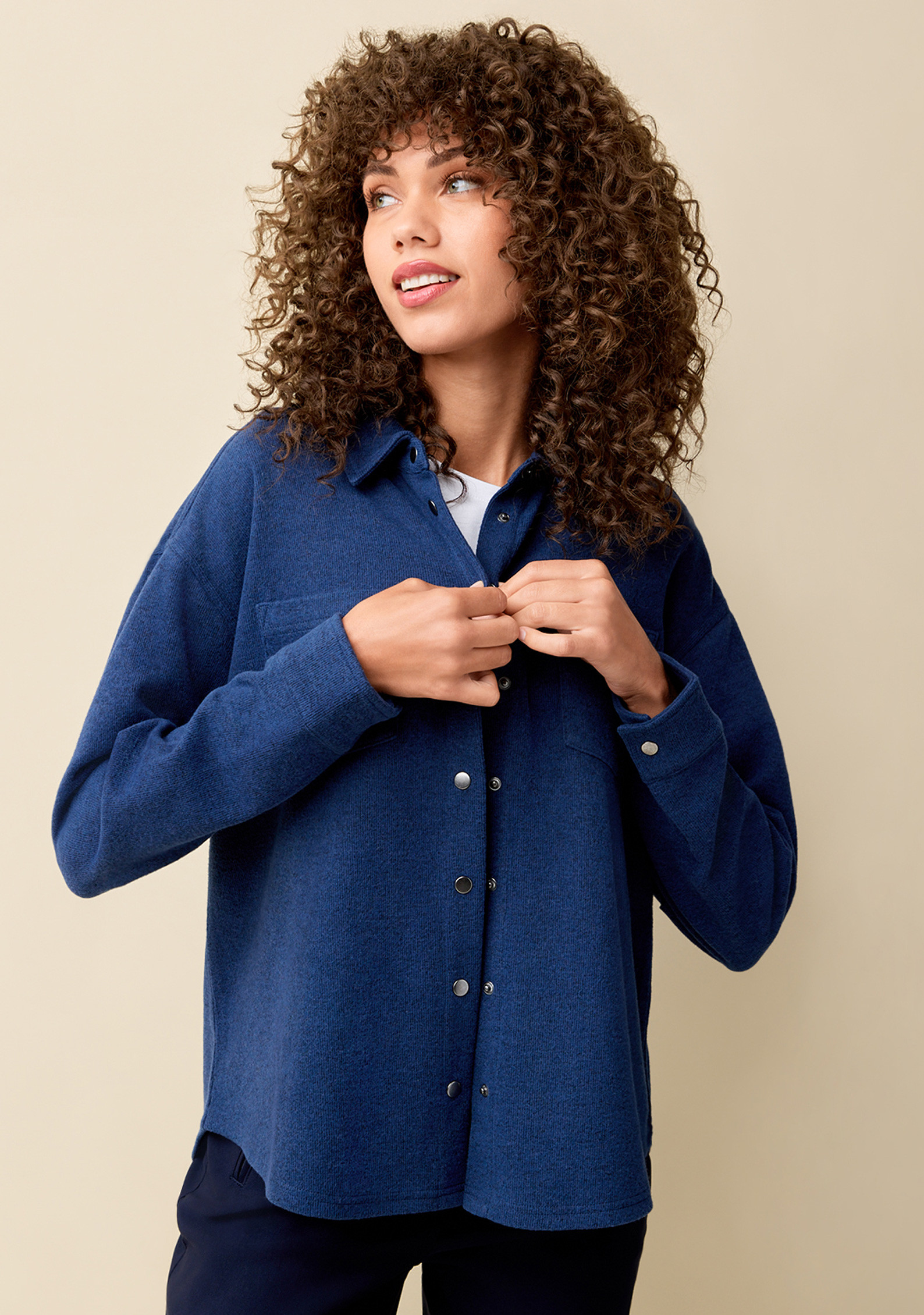 Snap Front Fleece Shirt Half Body
