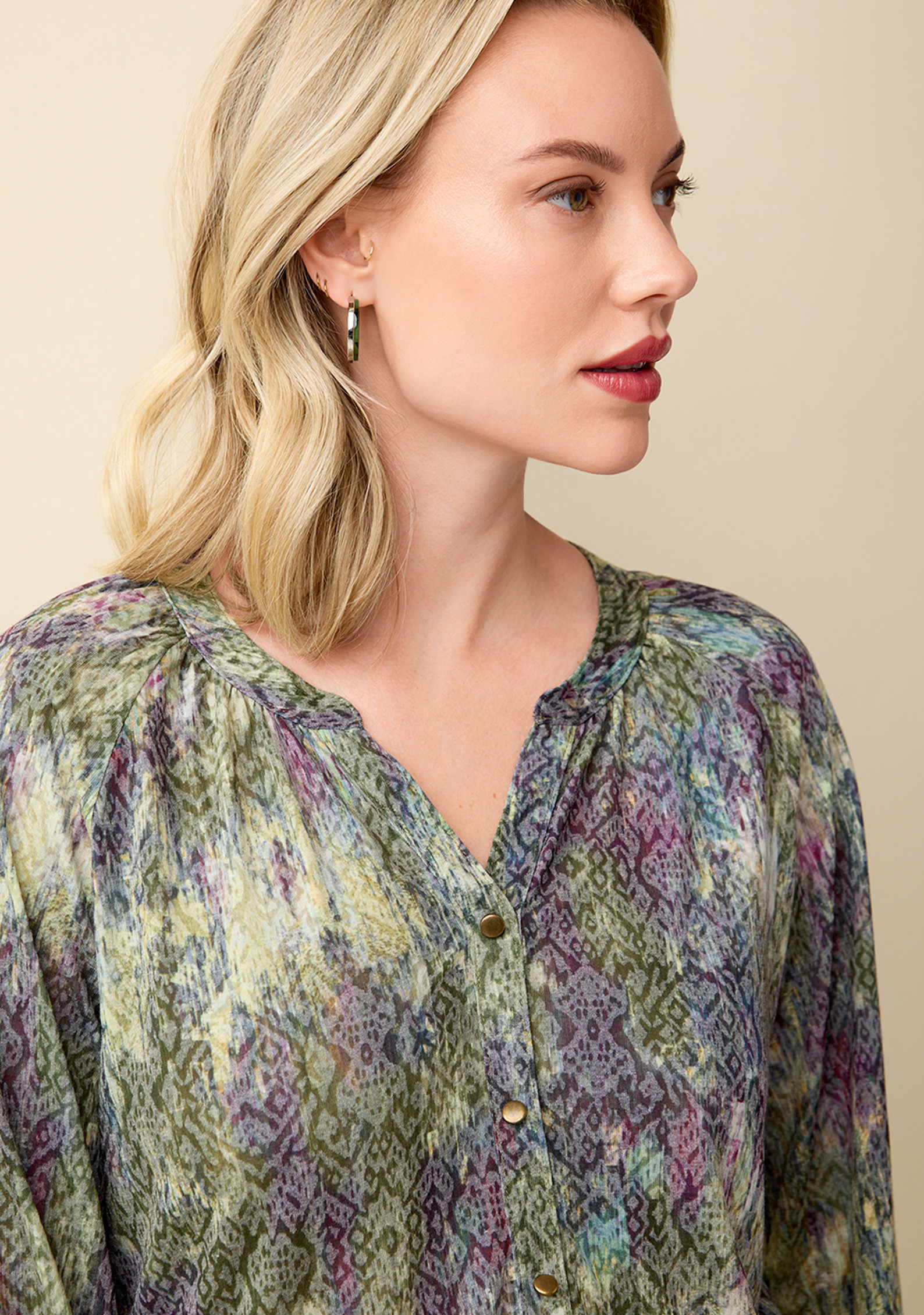 Y-Neck Patterned Top
