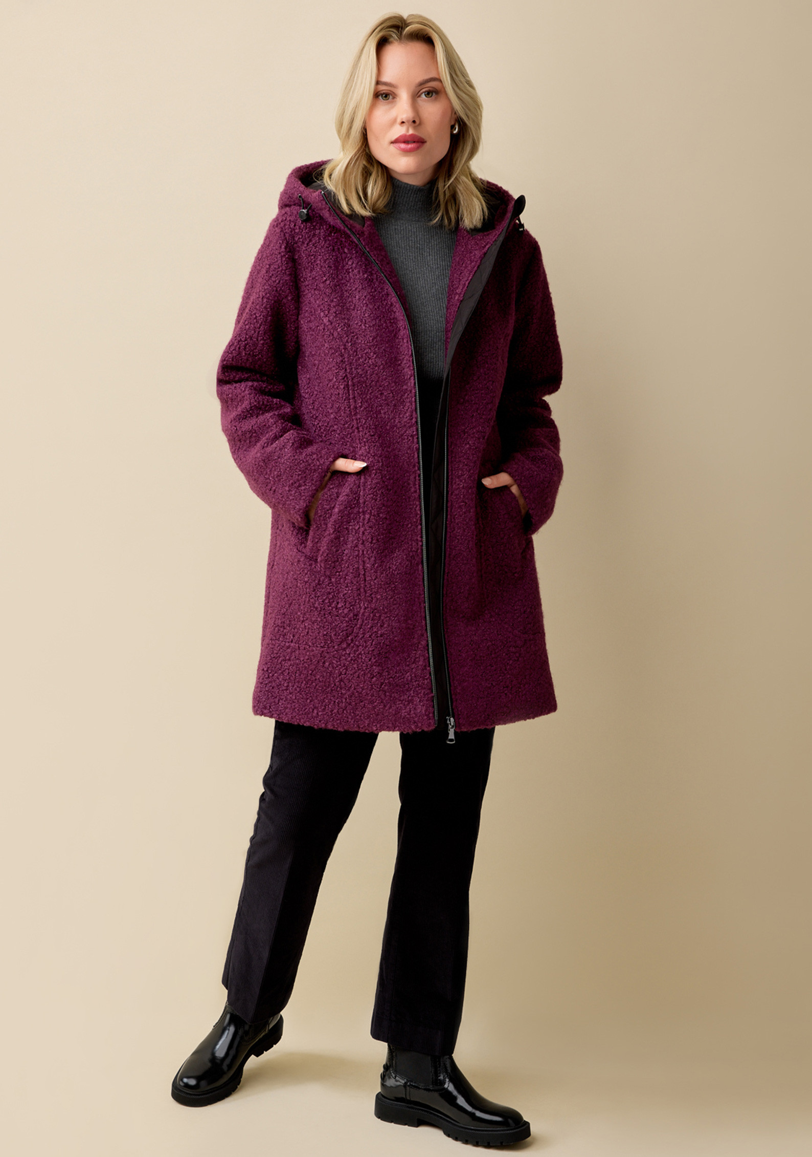 Zip Up Boucle Jacket Full Body