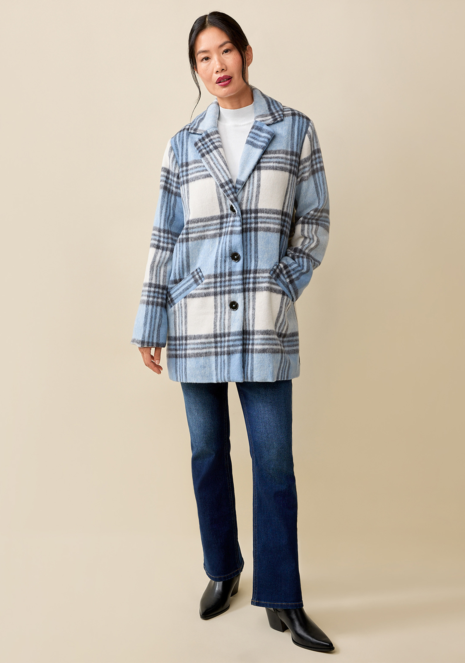 Baby Blue Plaid Coat Full Body