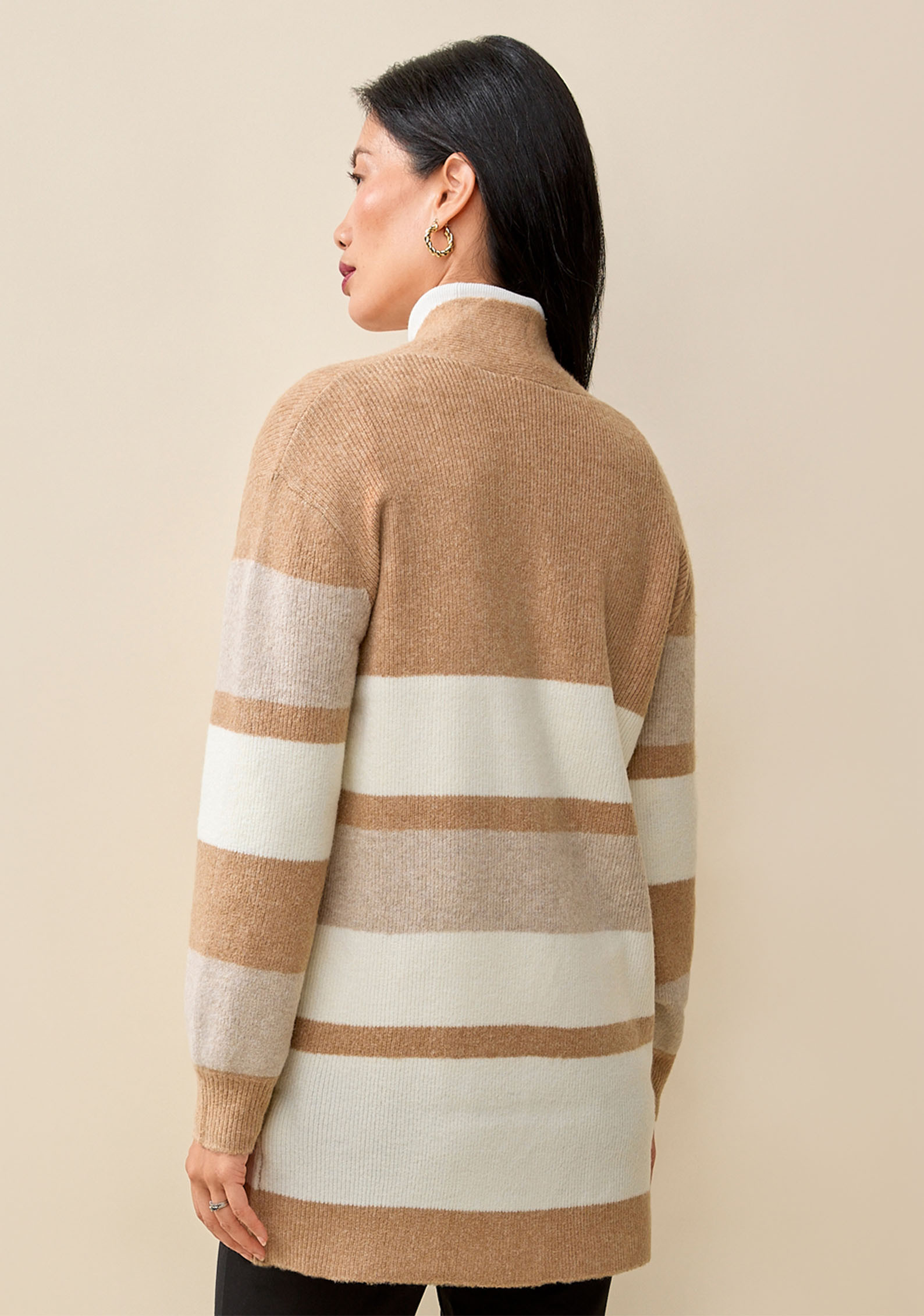 Colour Block Open Cardigan Back View