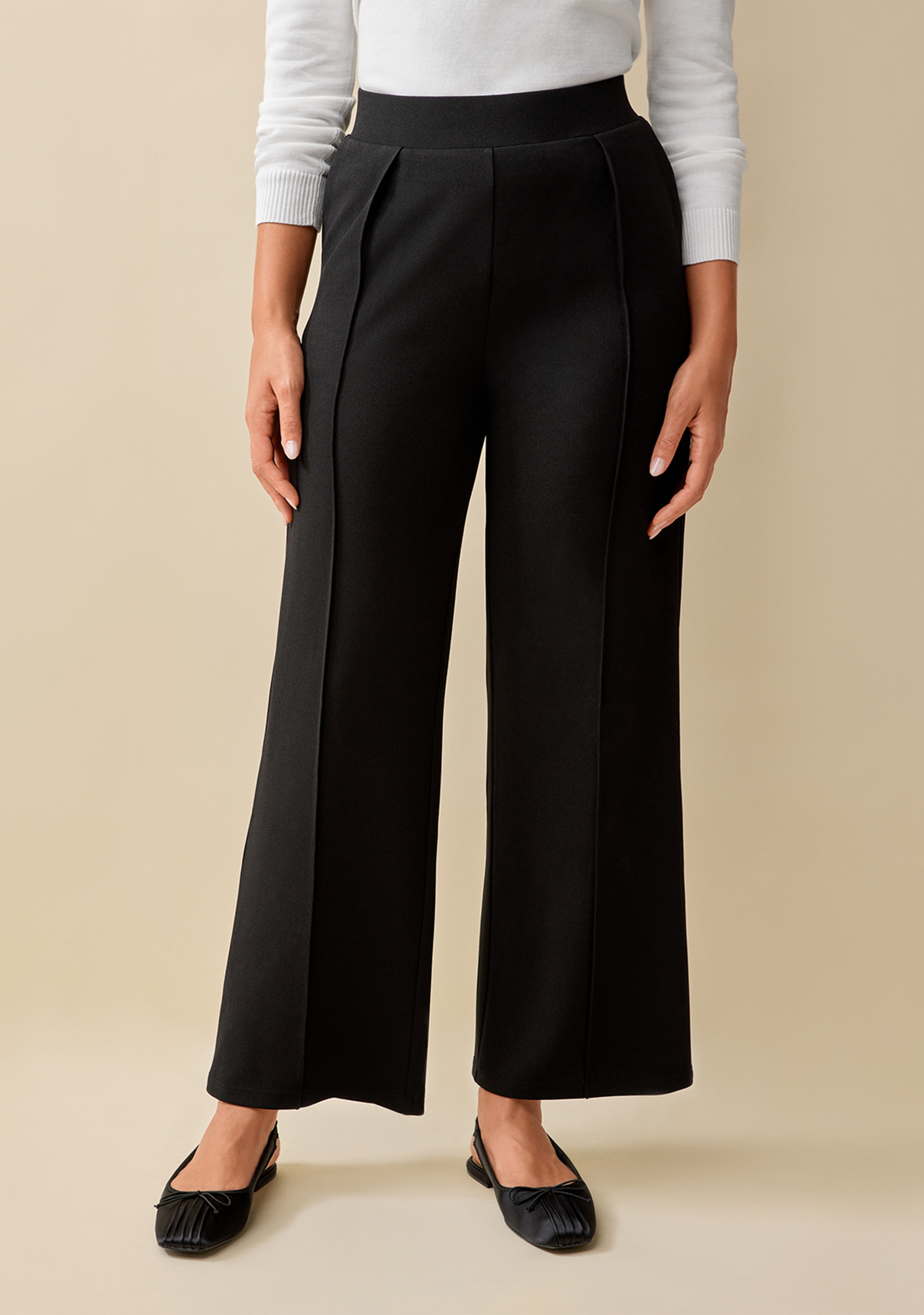 Crepe Wide Leg Pant Half Body