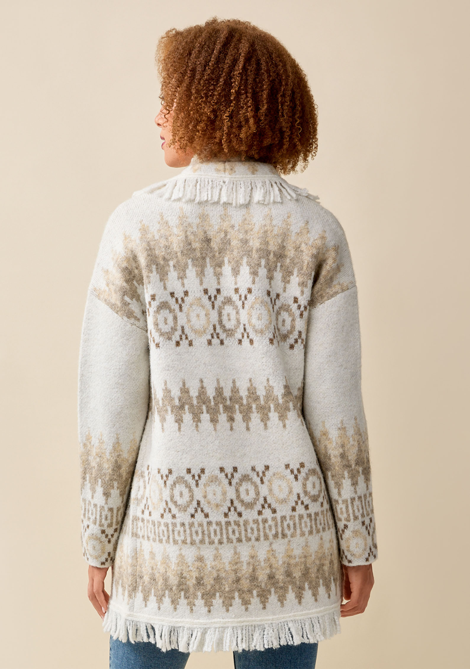 Fringe Shawl Cardigan Back View