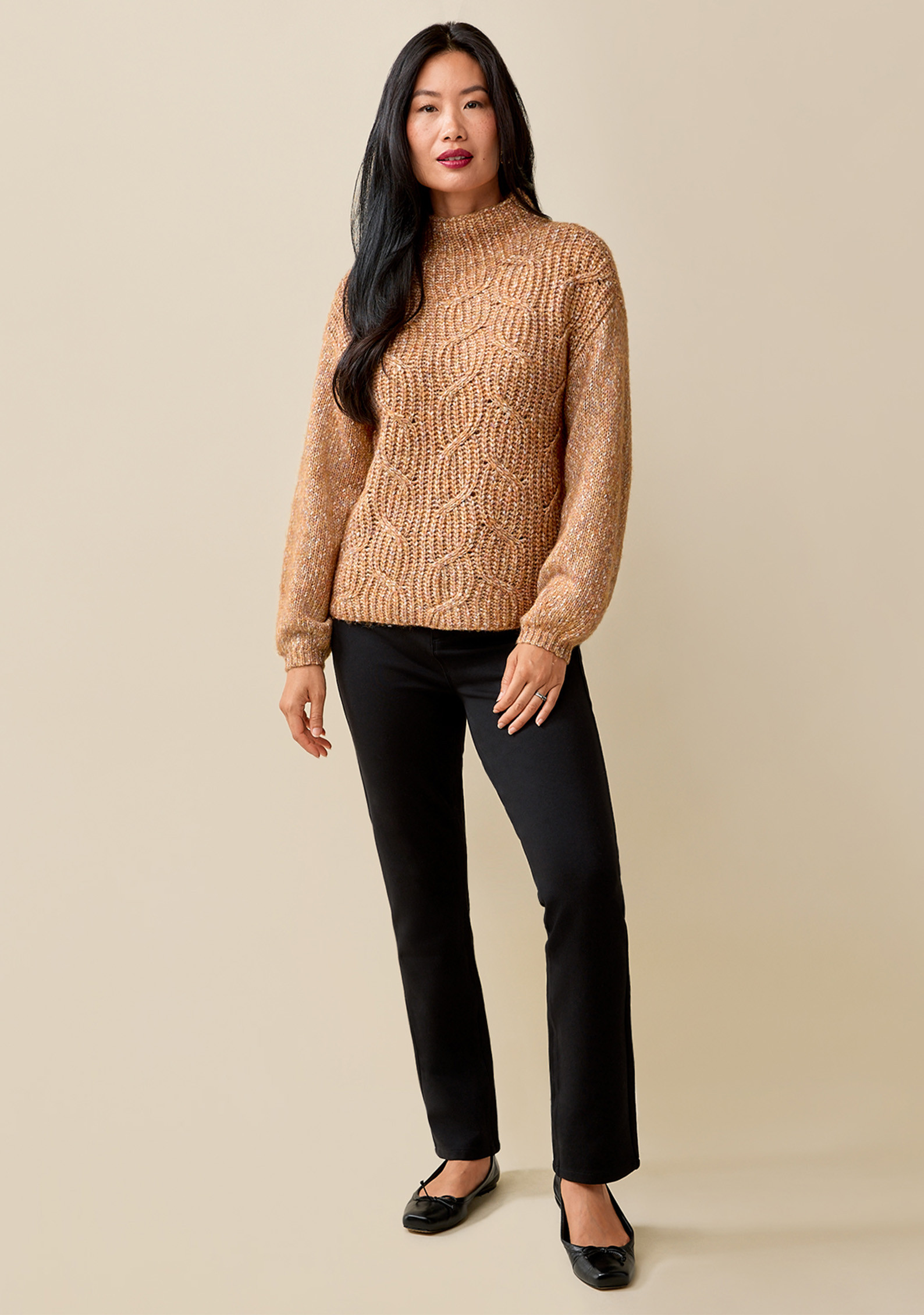 Funnel Neck Chunky Sweater Full Body