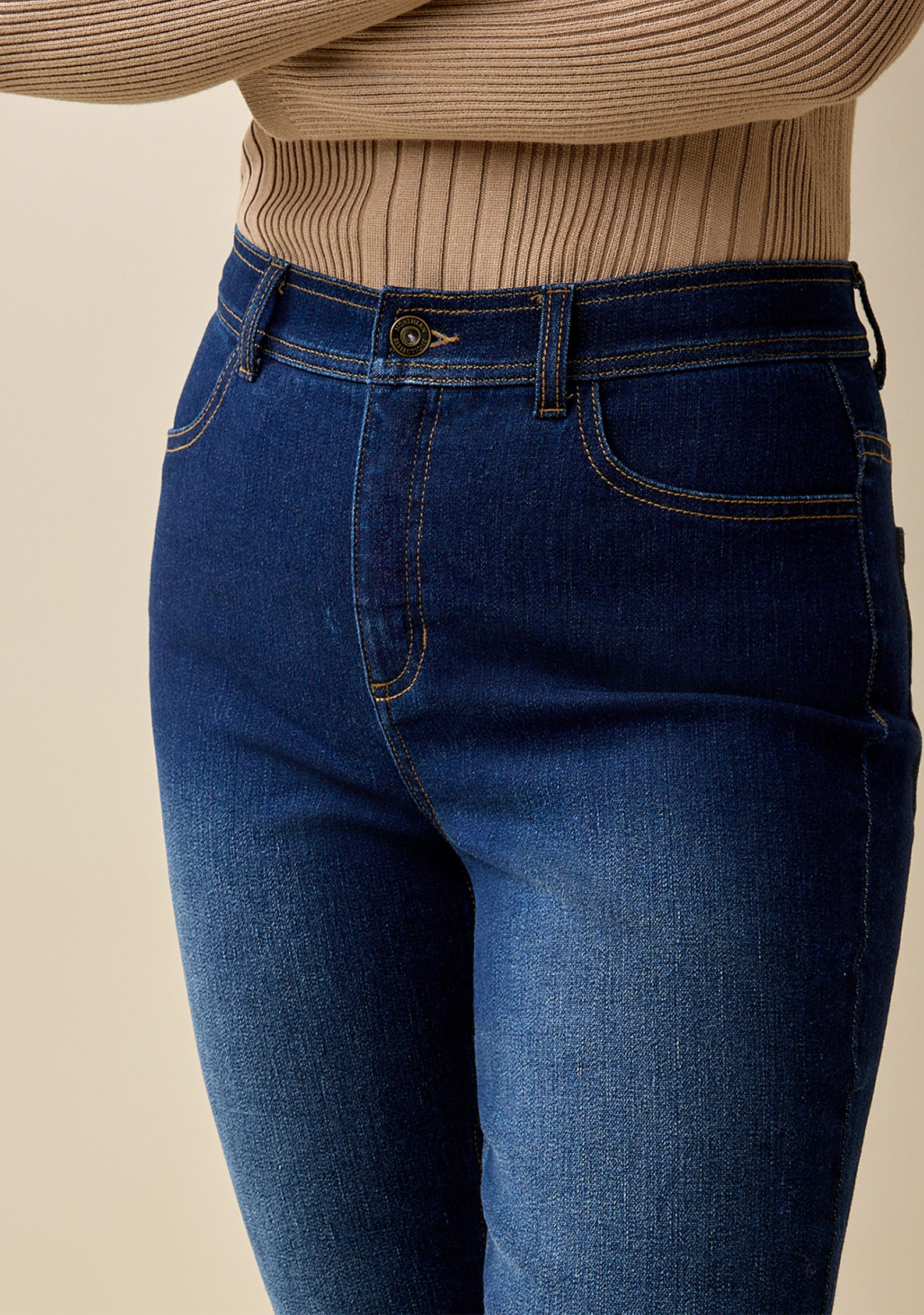 High Rise Bootcut Jean Close Up