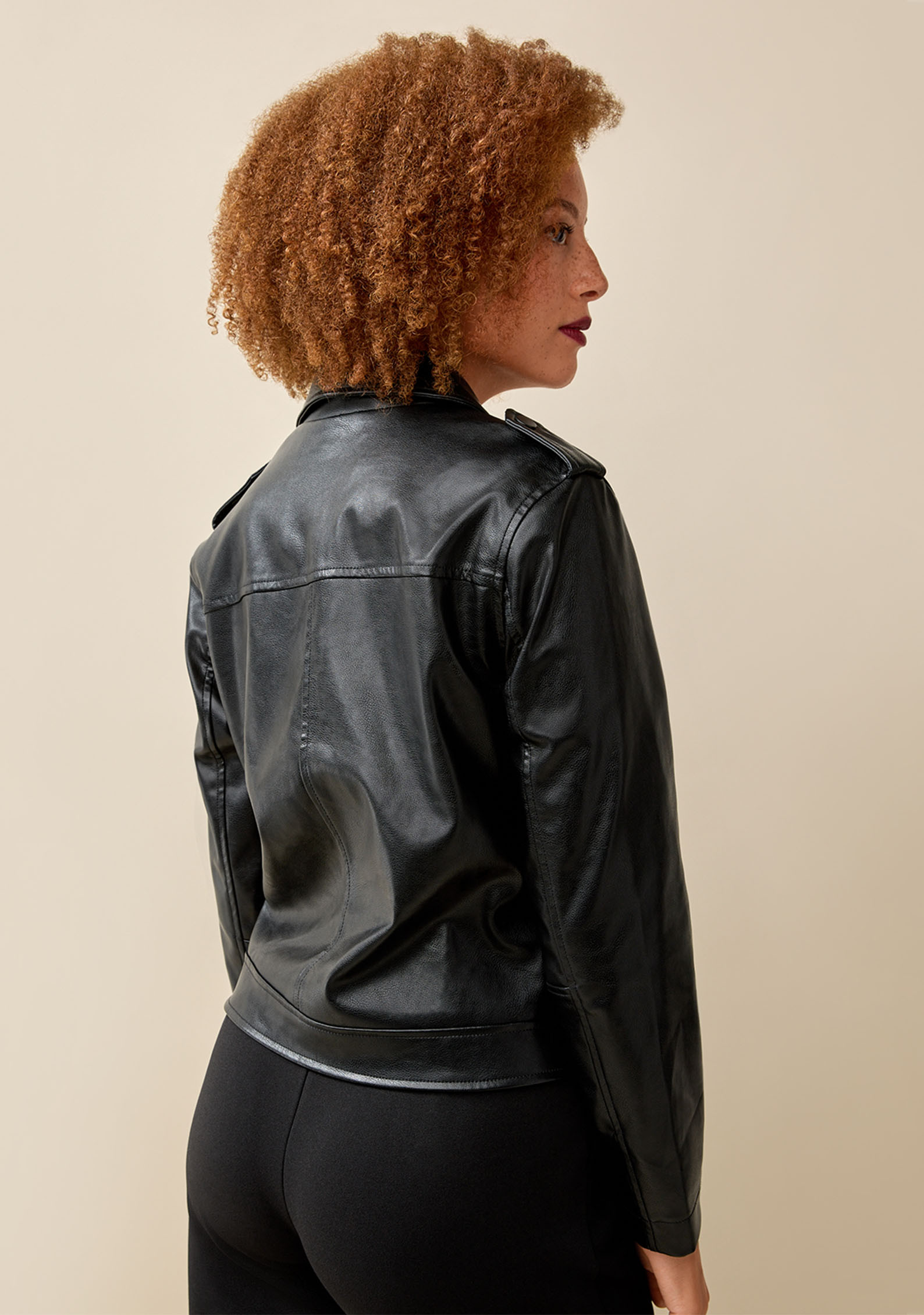 Moto Faux Leather Jacket Back View