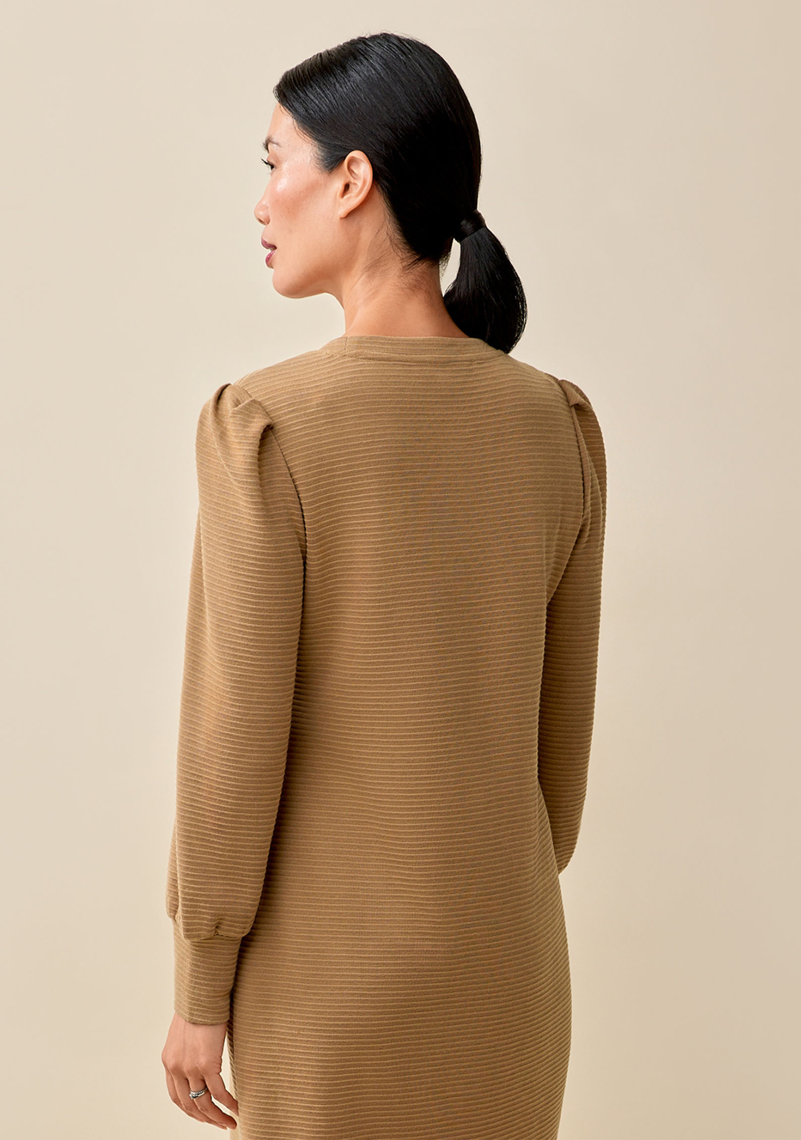 Ribbed Long Sleeve Dress Back View