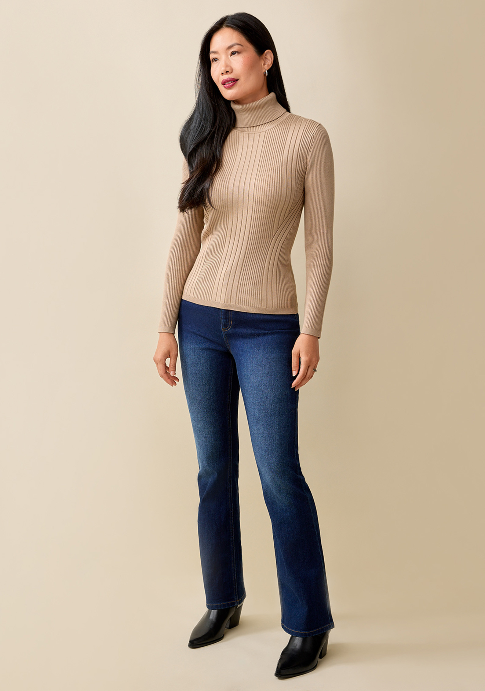 Slim Fit Ribbed Turtleneck Sweater Side View