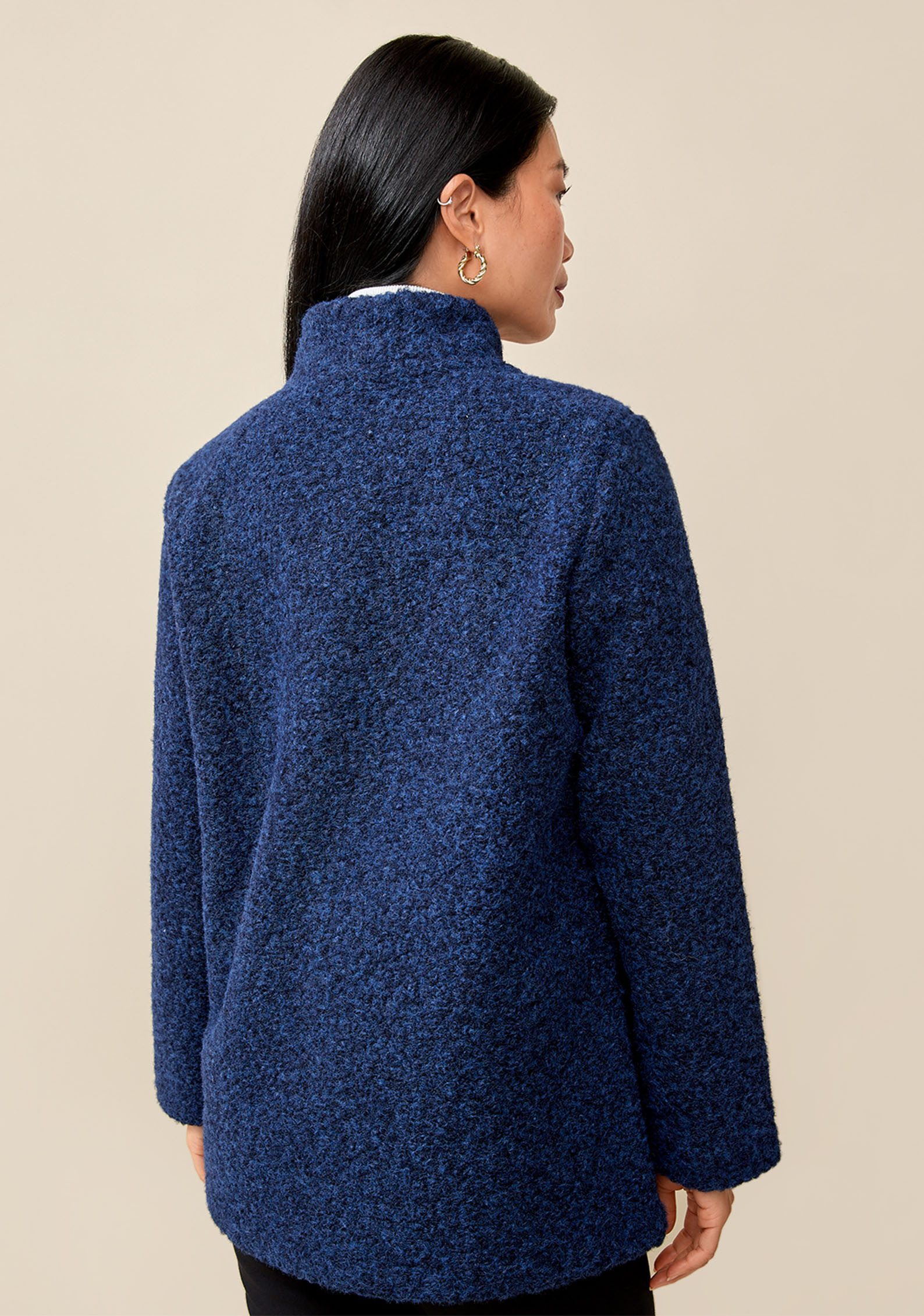 Stand Collar Textured Jacket  Back View
