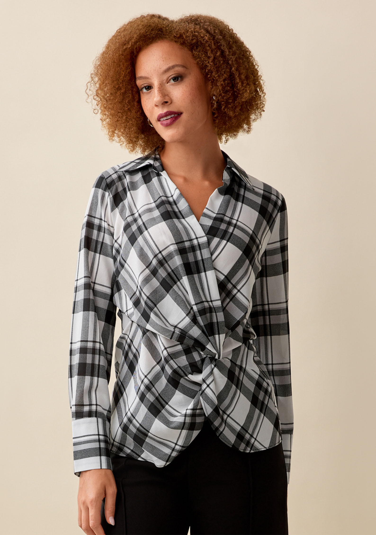 V-Neck Crossover Blouse