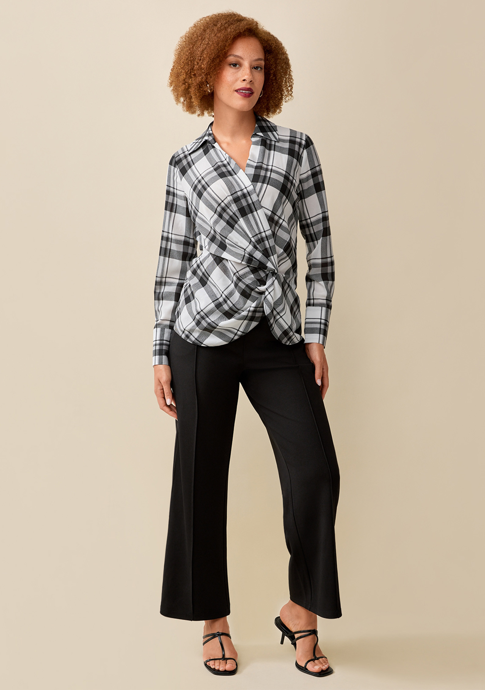 V-Neck Crossover Blouse Full Body