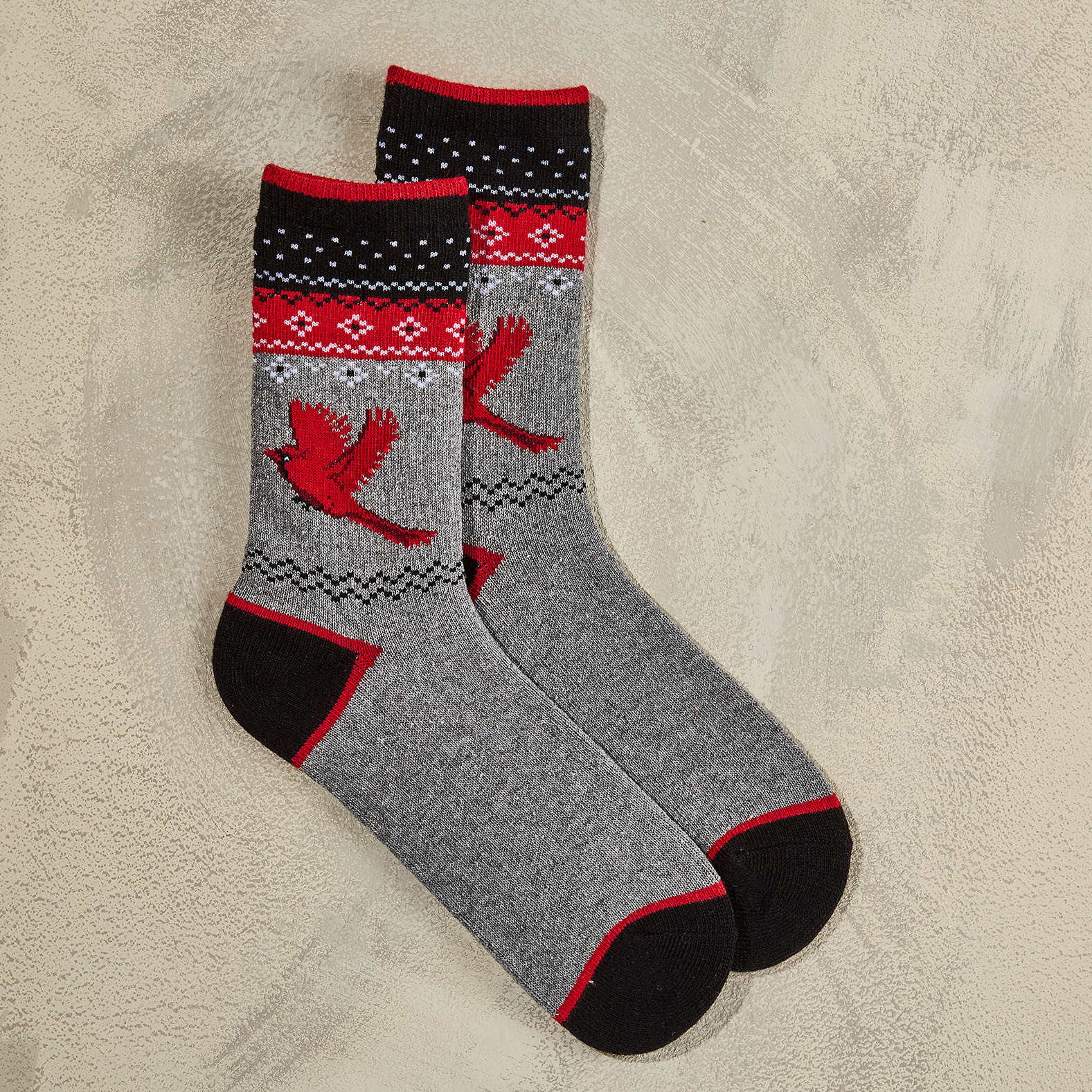 Cardinal Bird Wool Blend Socks - 2 Pack