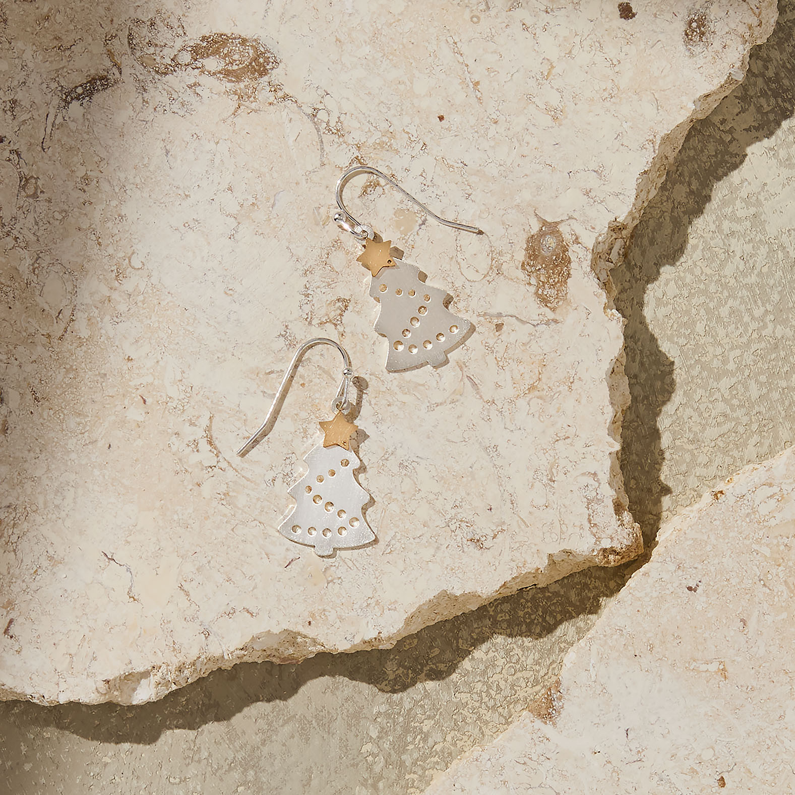 Festive 2-Tone Tree Earrings
