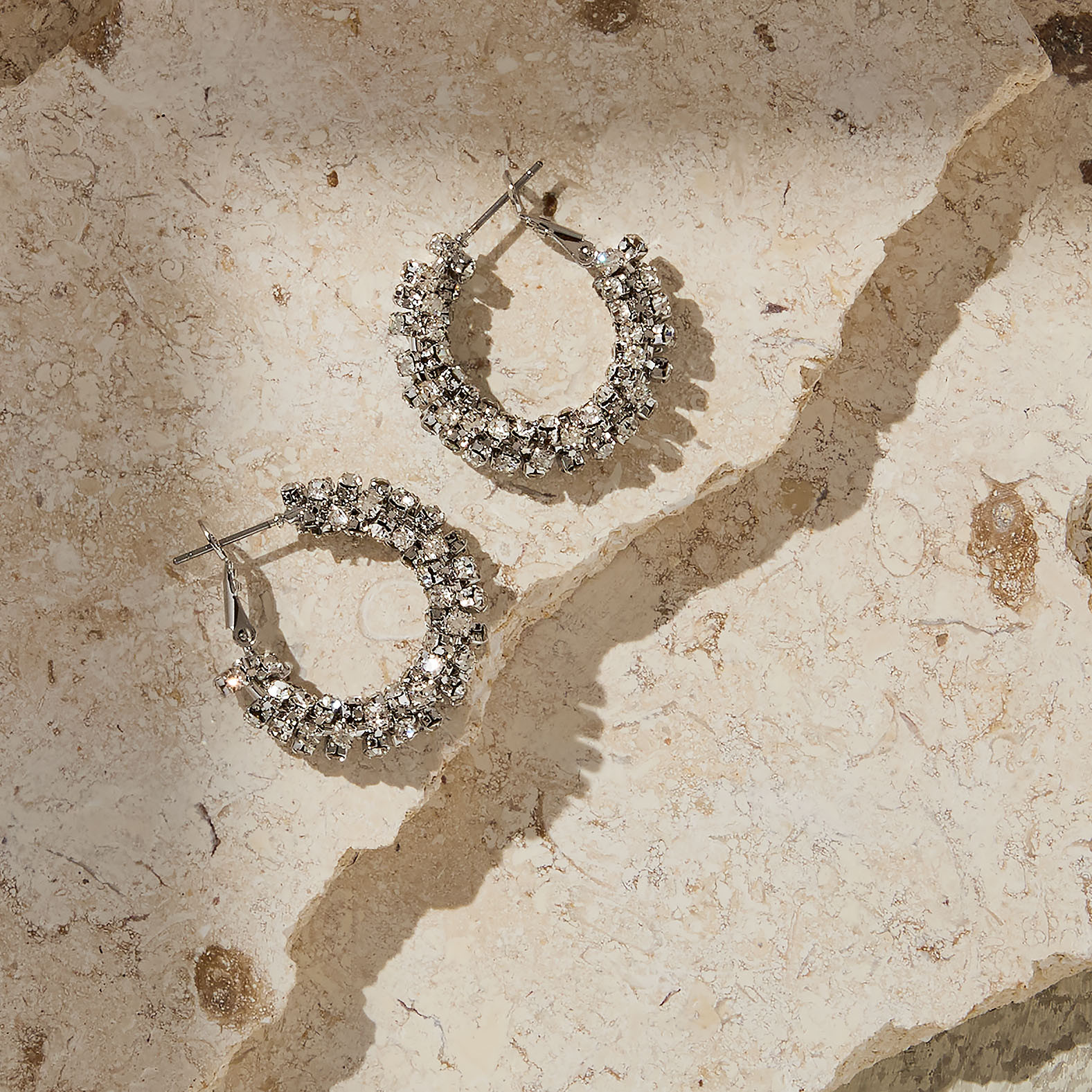 Medium Hoop Earrings with Crystal Stones