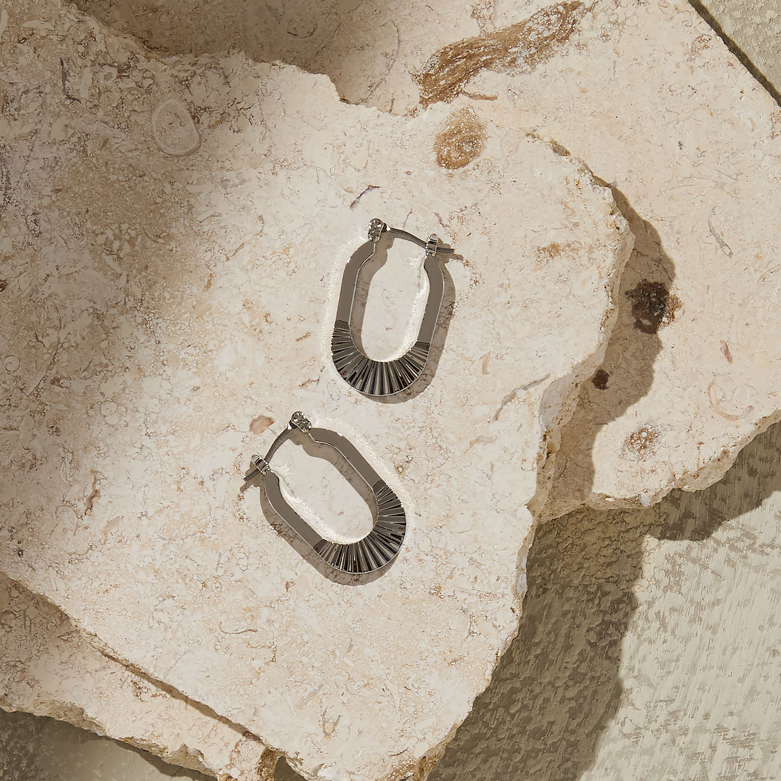 Small Oval Textured Hoop Earrings