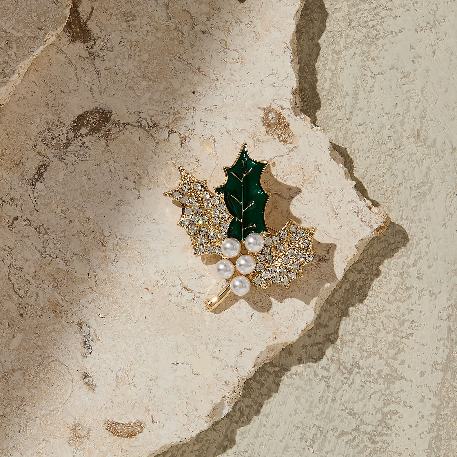 Festive Holly Brooch