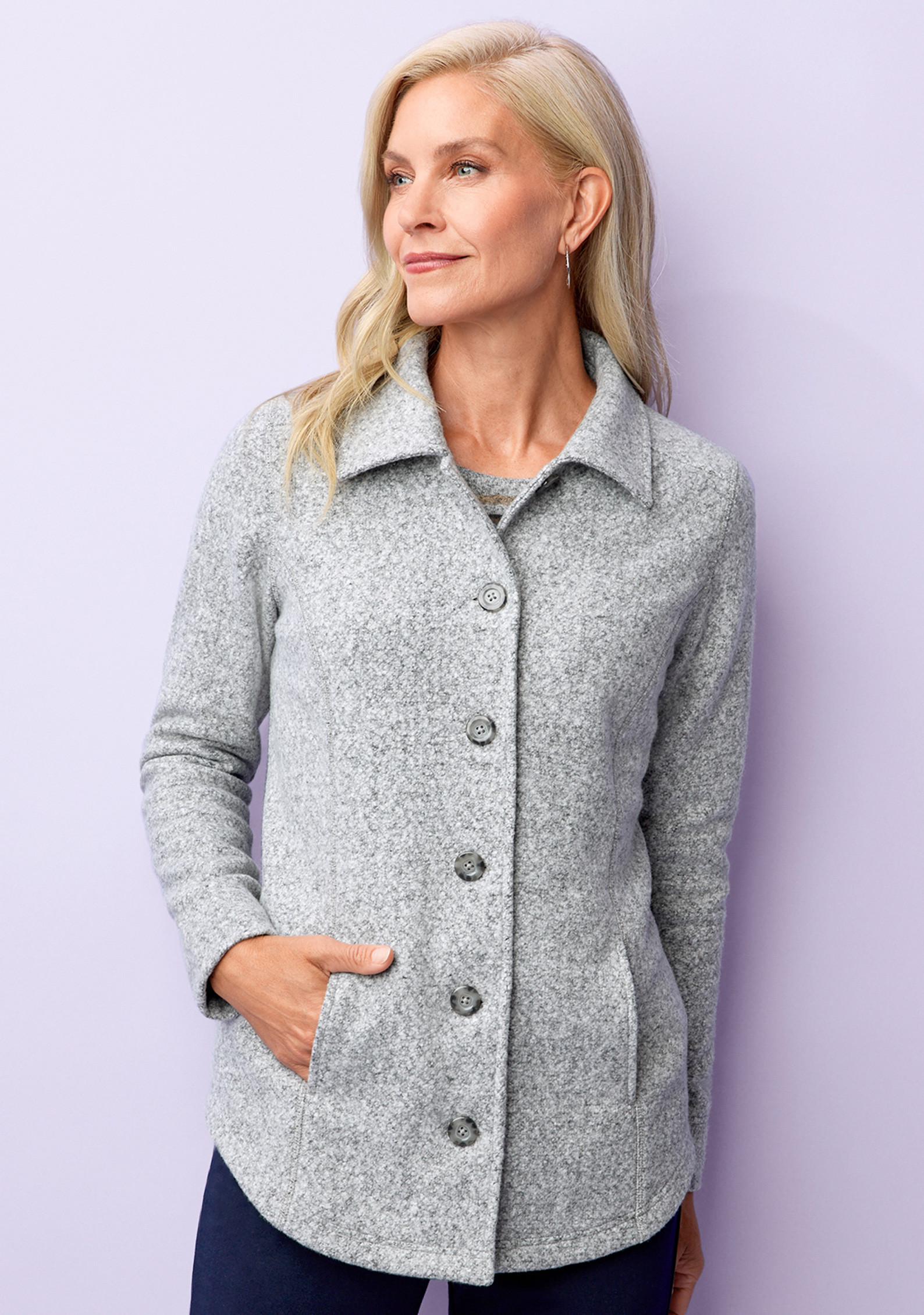 Boucle Button Front Jacket