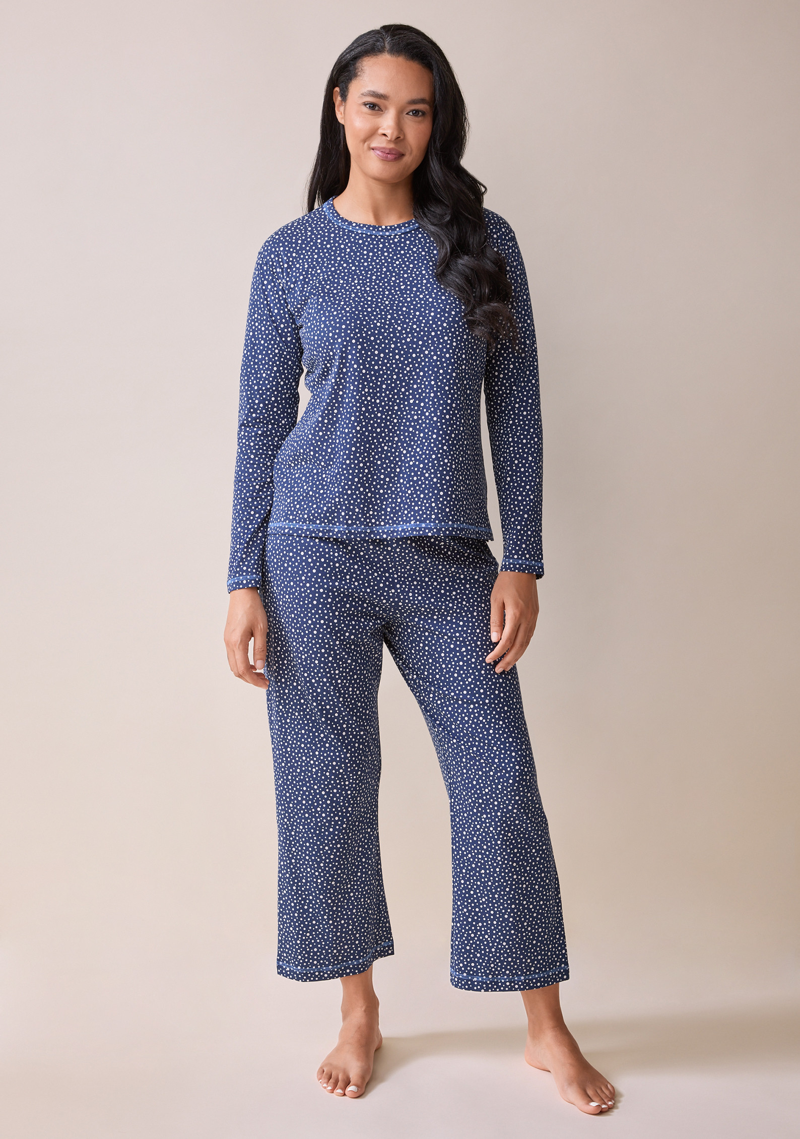 Blue Polka Dot Pyjama Set Full Body