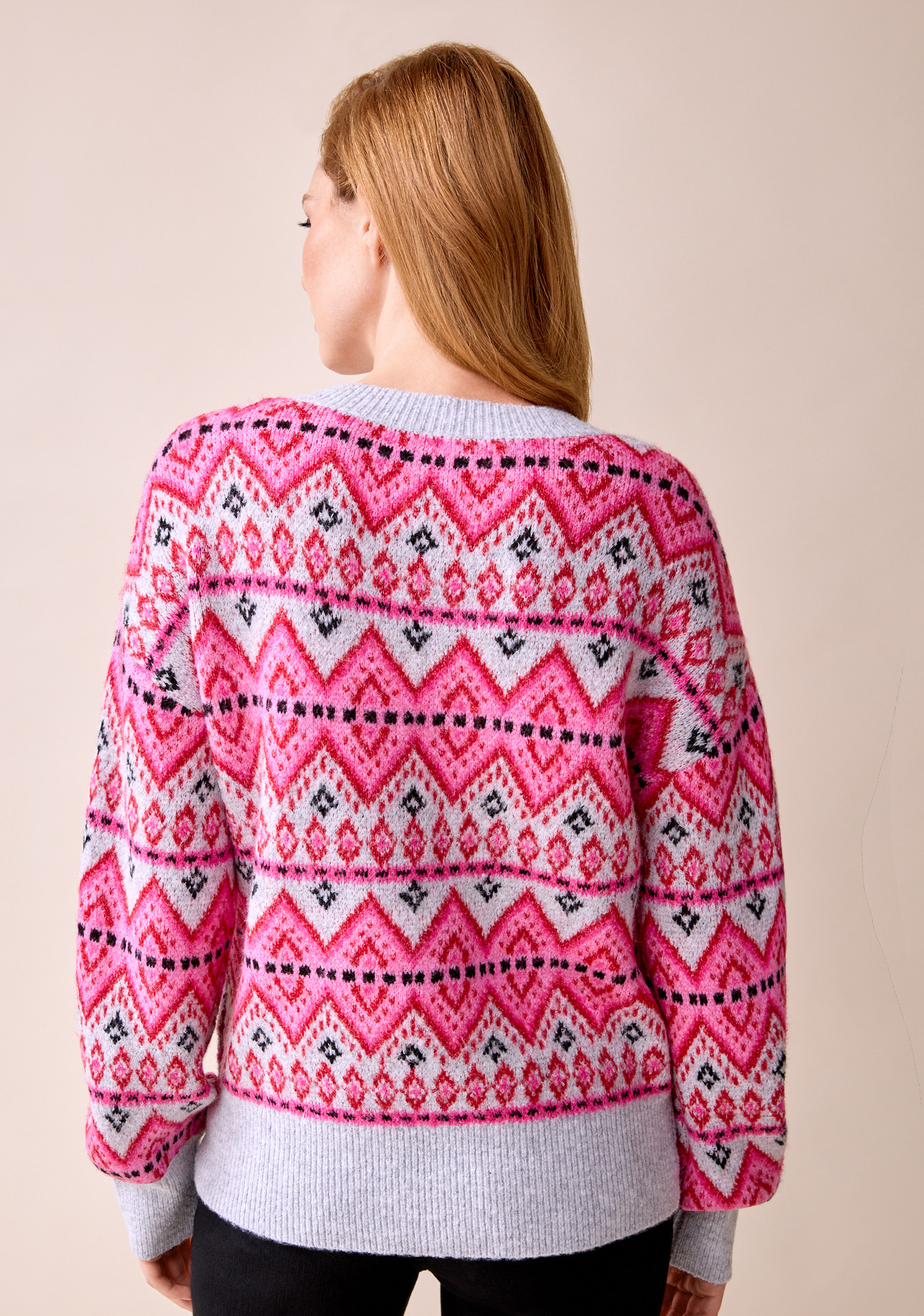 Bright Jacquard Sweater Back View