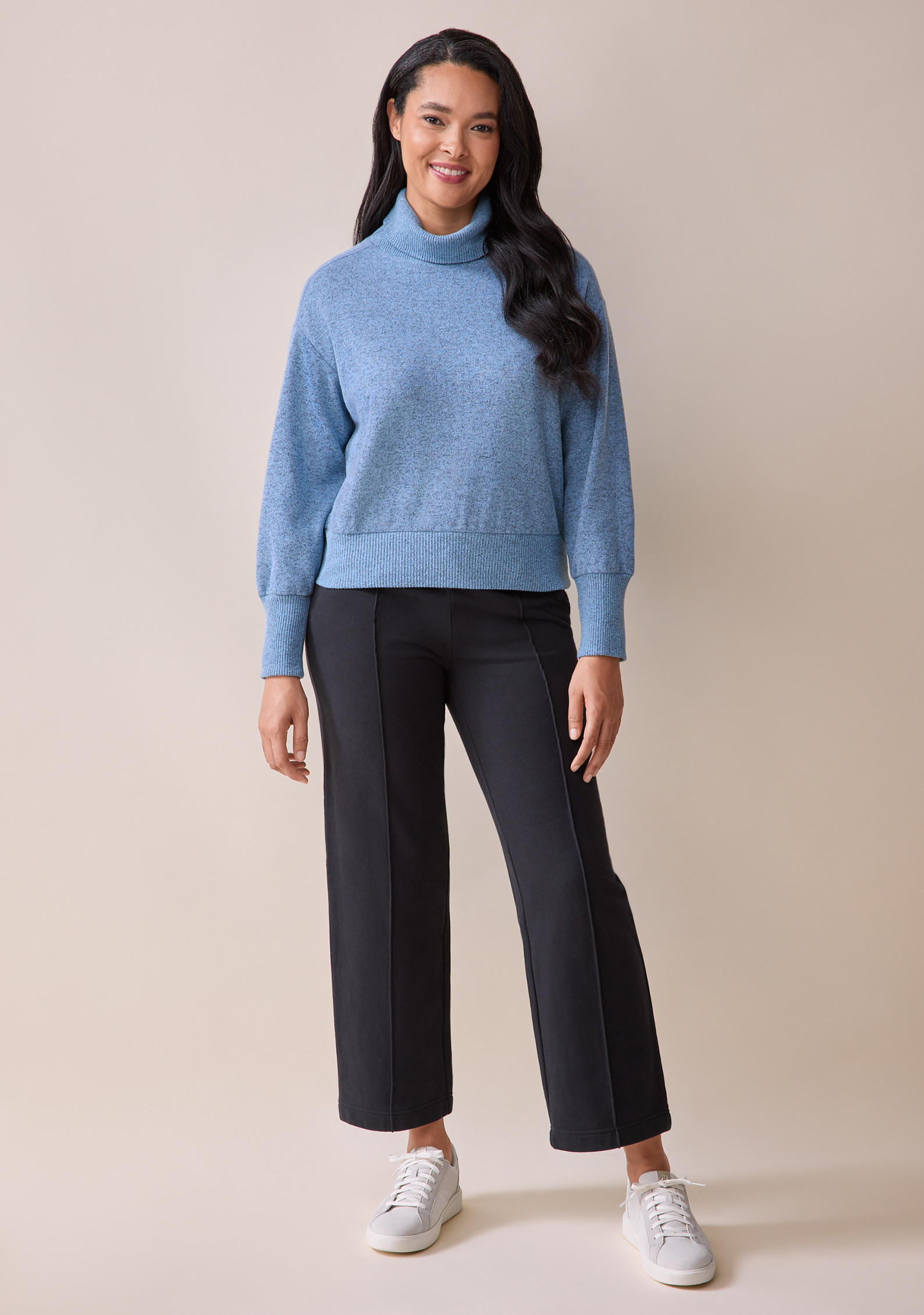 Cowl Neck Marled Top Full Body