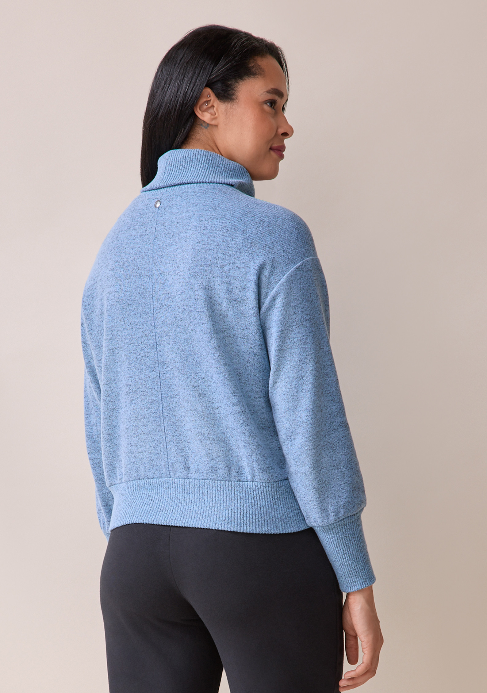 Cowl Neck Marled Top Back View