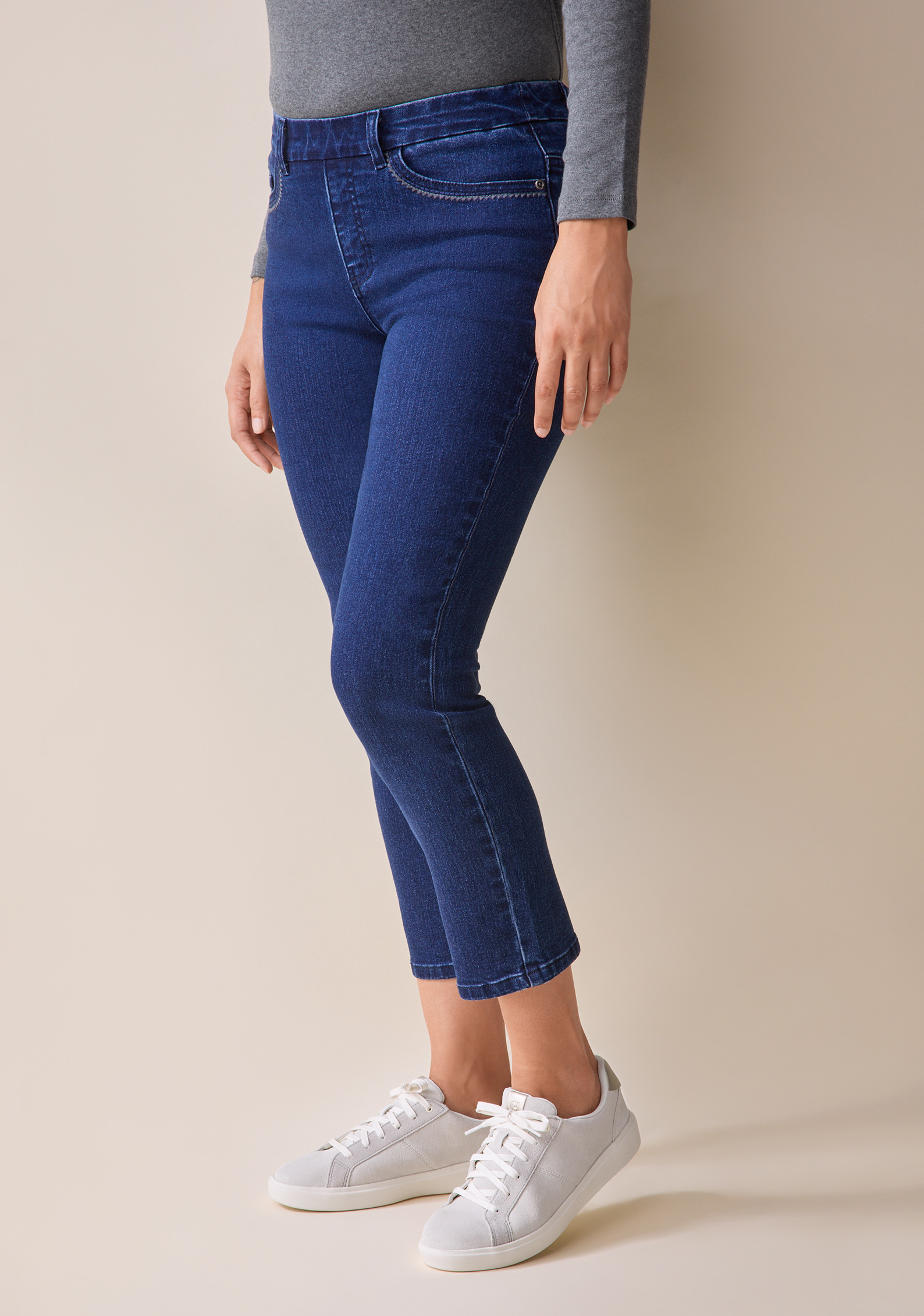 Dark Wash Embroidered Comfort Jean Side View