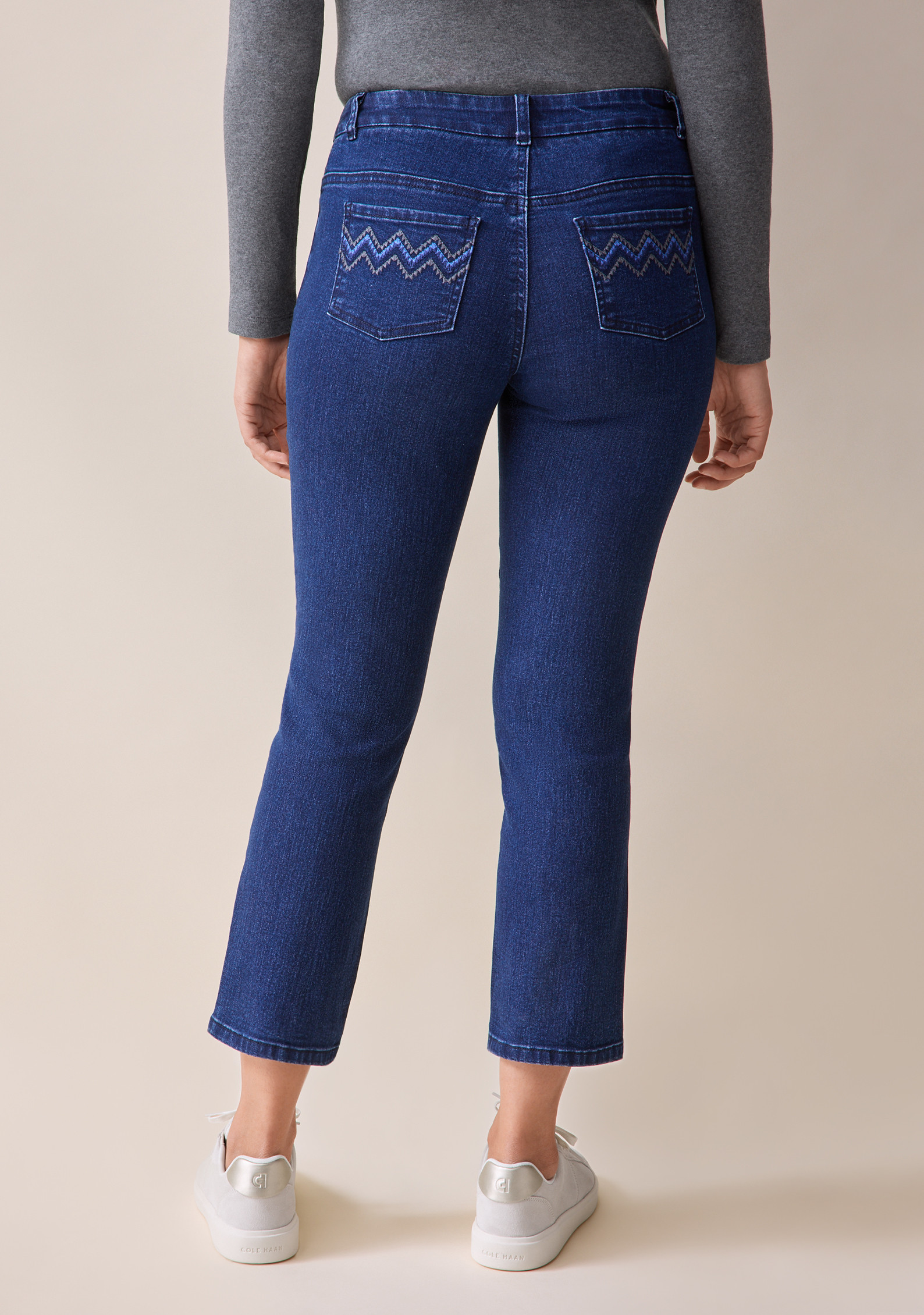 Dark Wash Embroidered Comfort Jean Back View